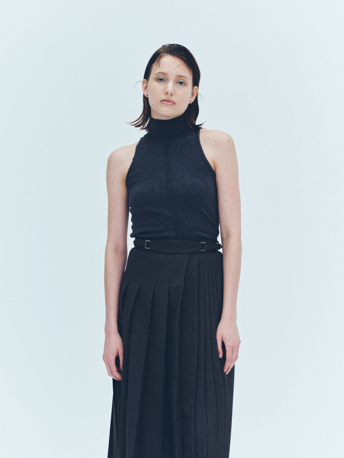 Asymmetry pleats skirt