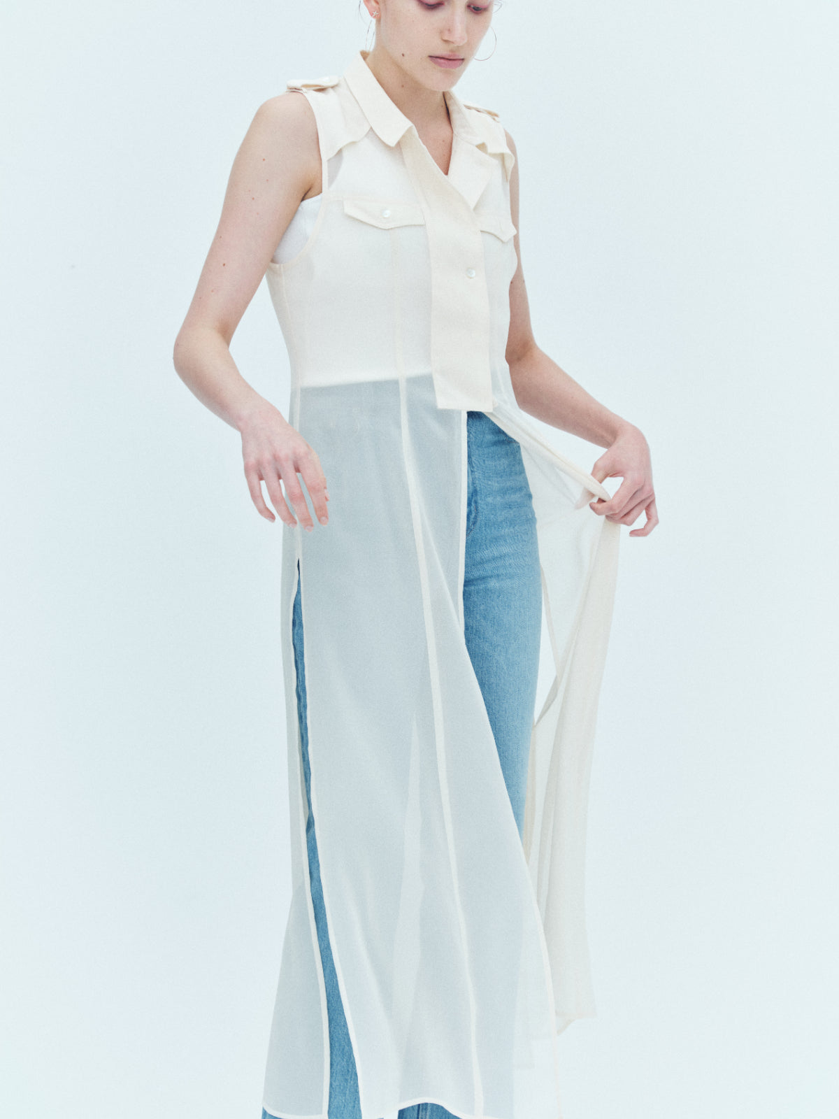 Sheer trench Long gilet