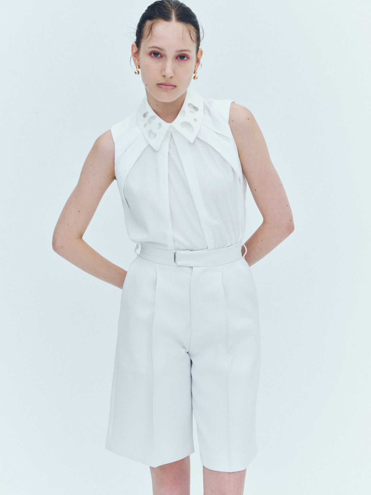 Front pin tuck Half pants