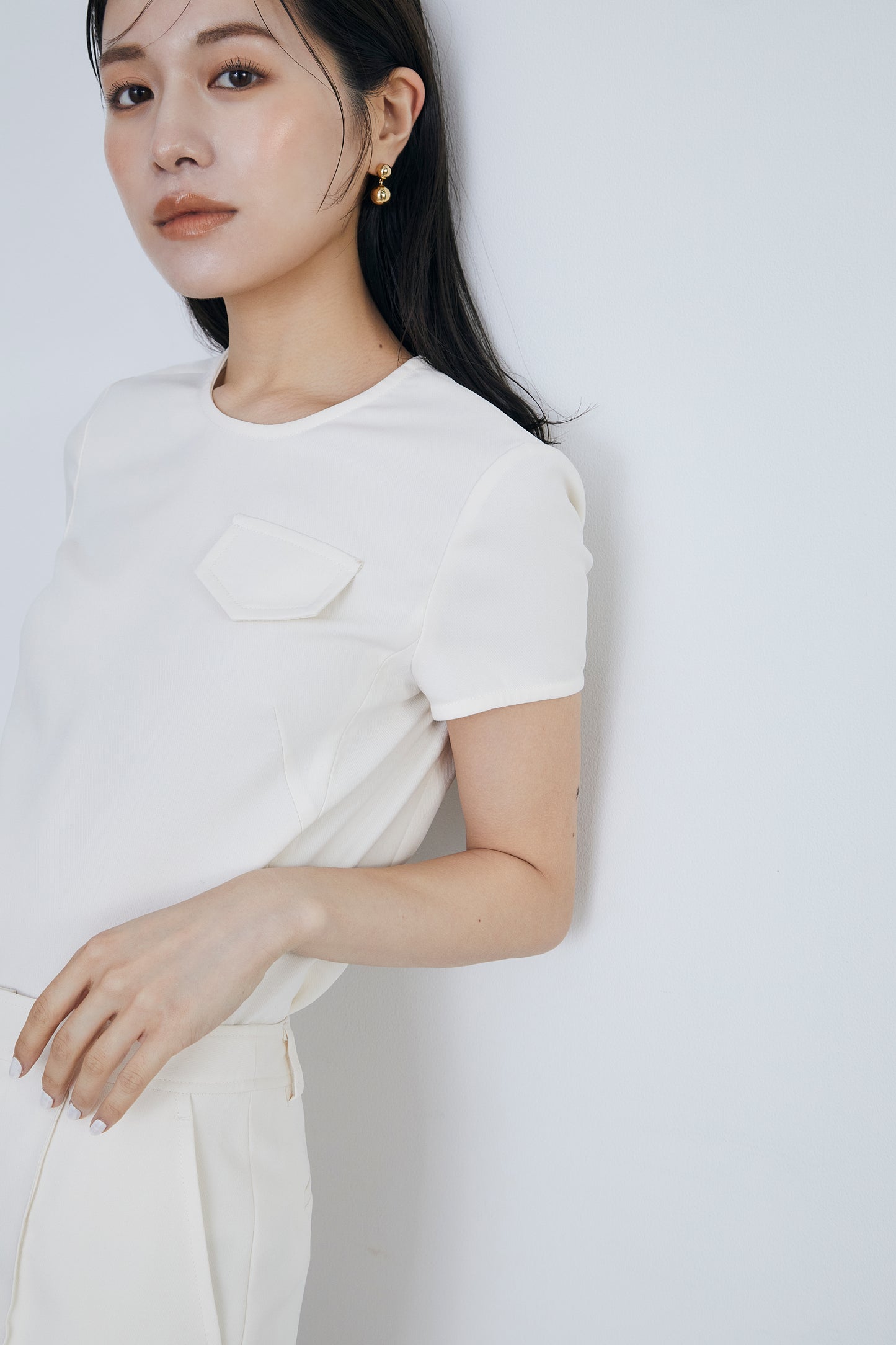 Crew neck compact Blouse