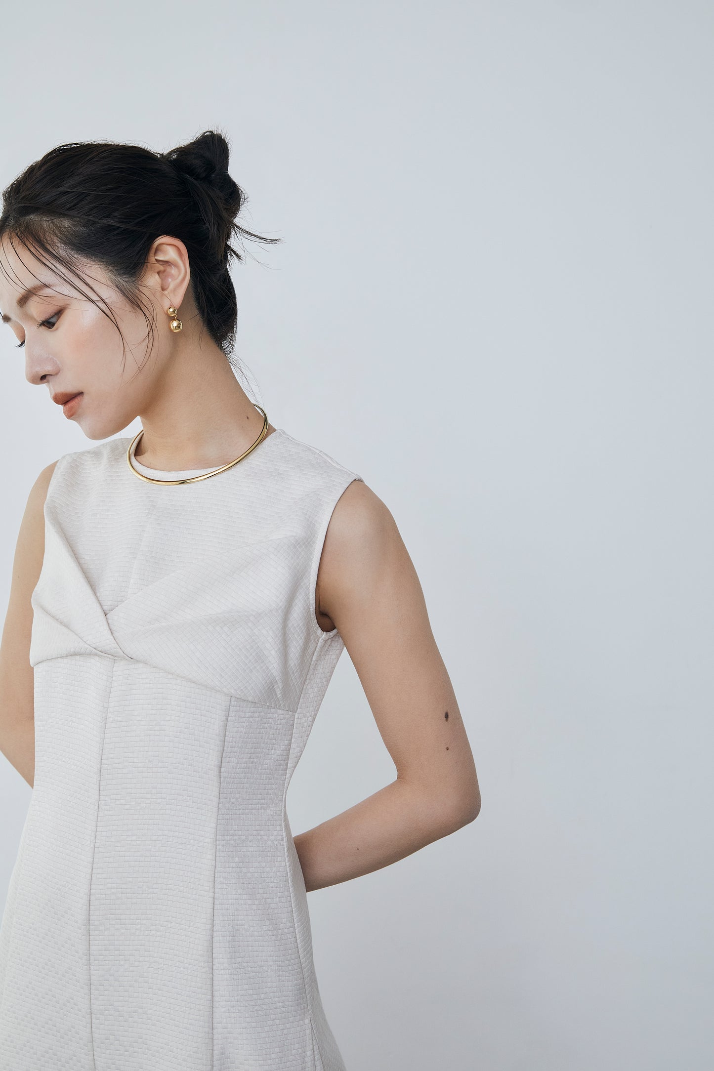 Front drape jacquard Dress