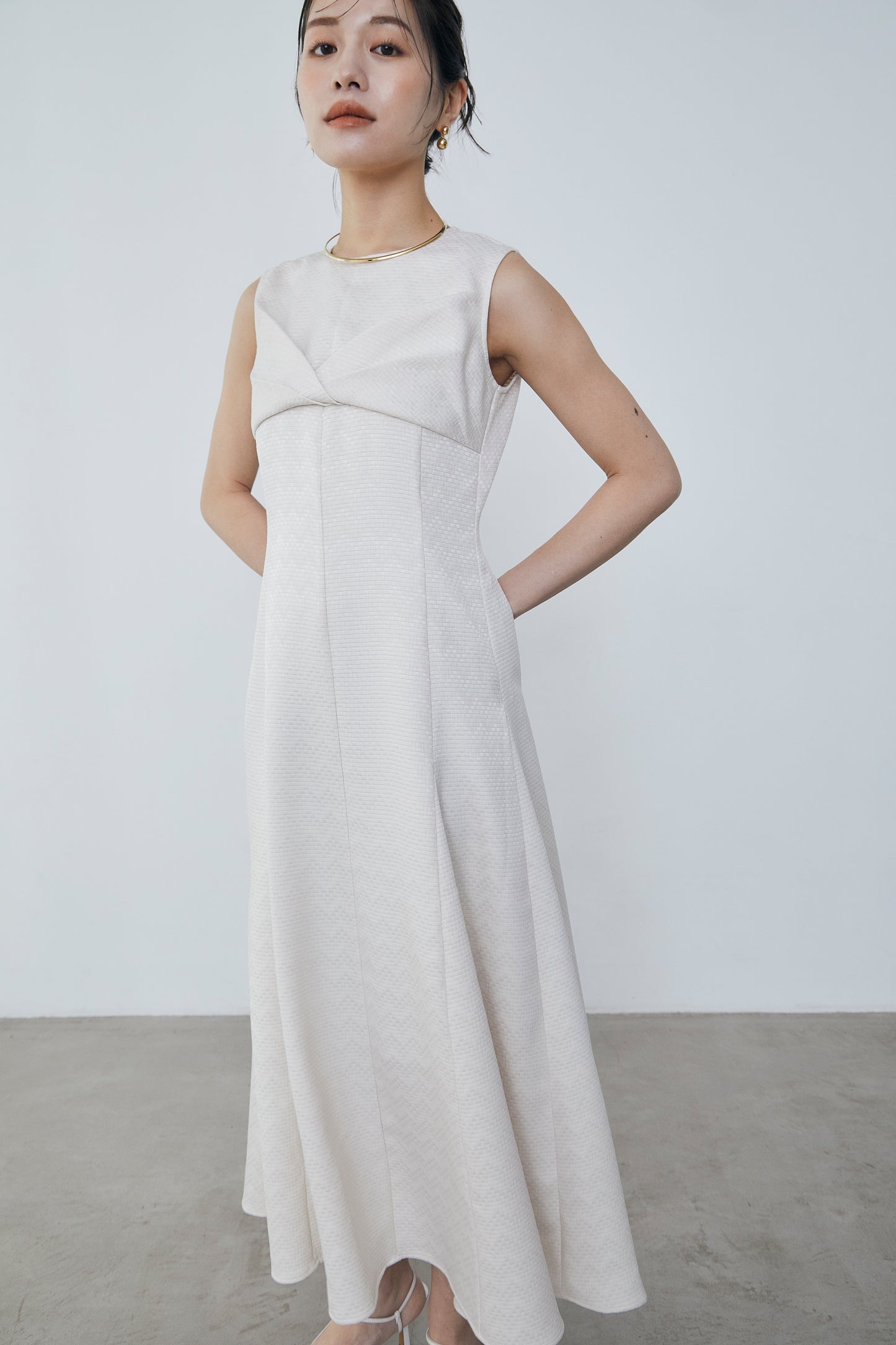 Front drape jacquard Dress