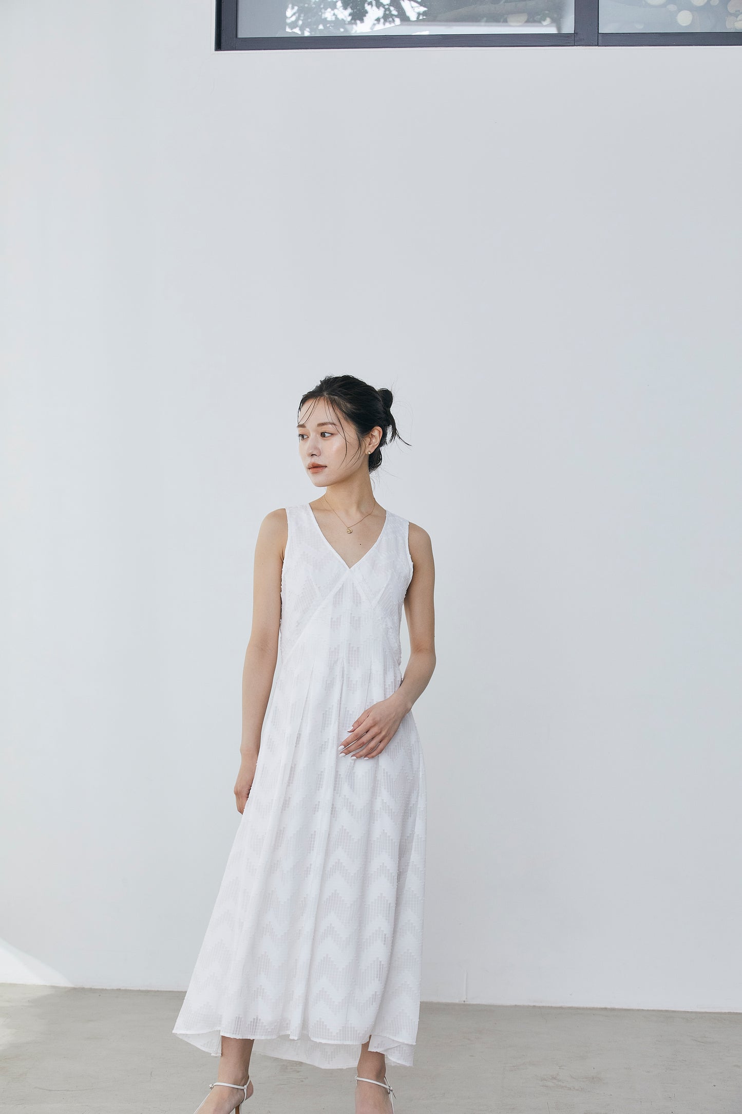 Cut jacquard sheer Dress