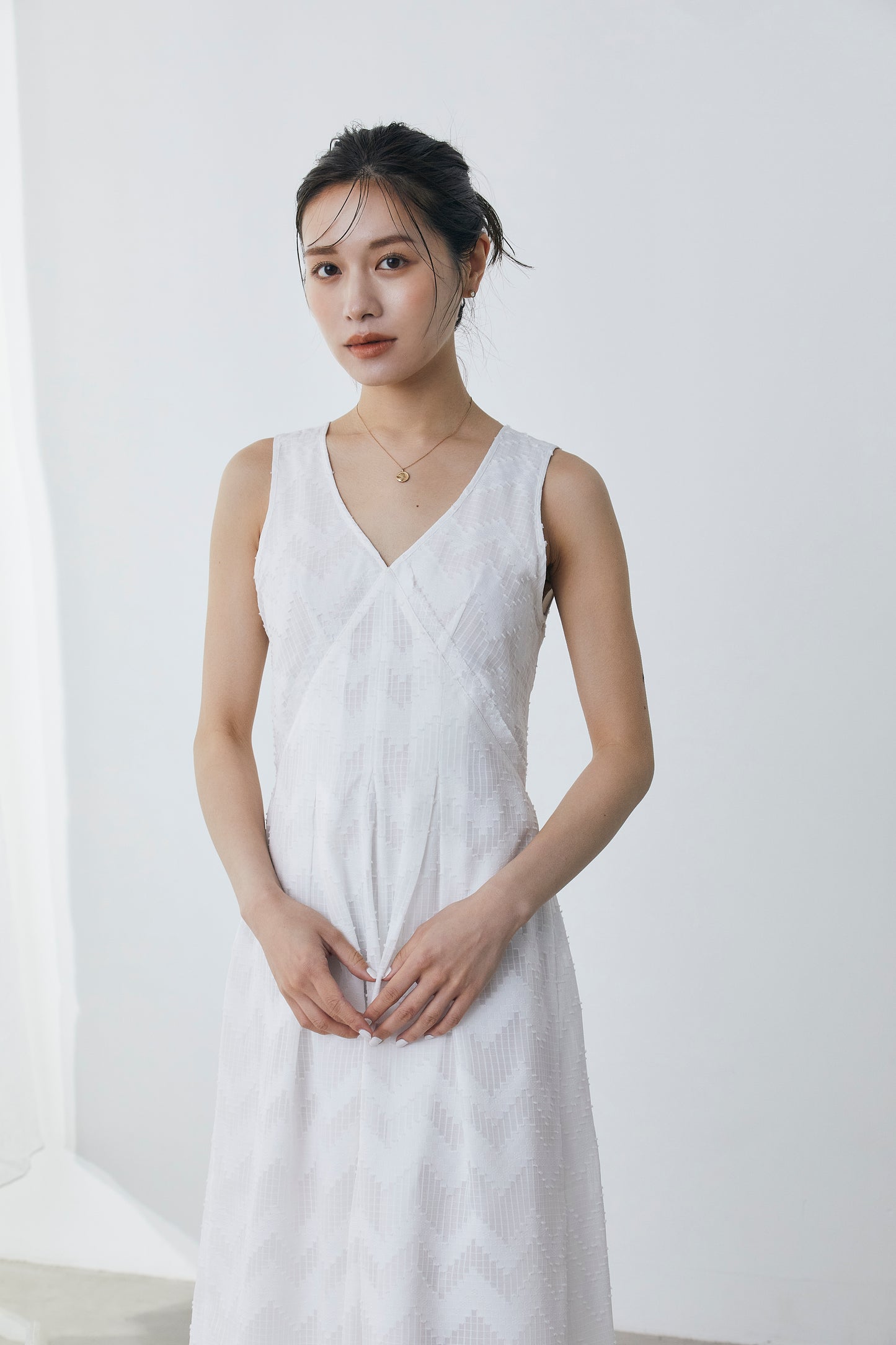 Cut jacquard sheer Dress