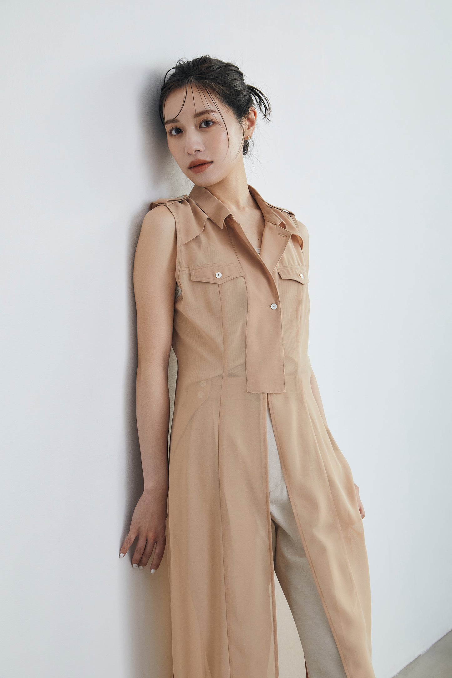 Sheer trench Long gilet