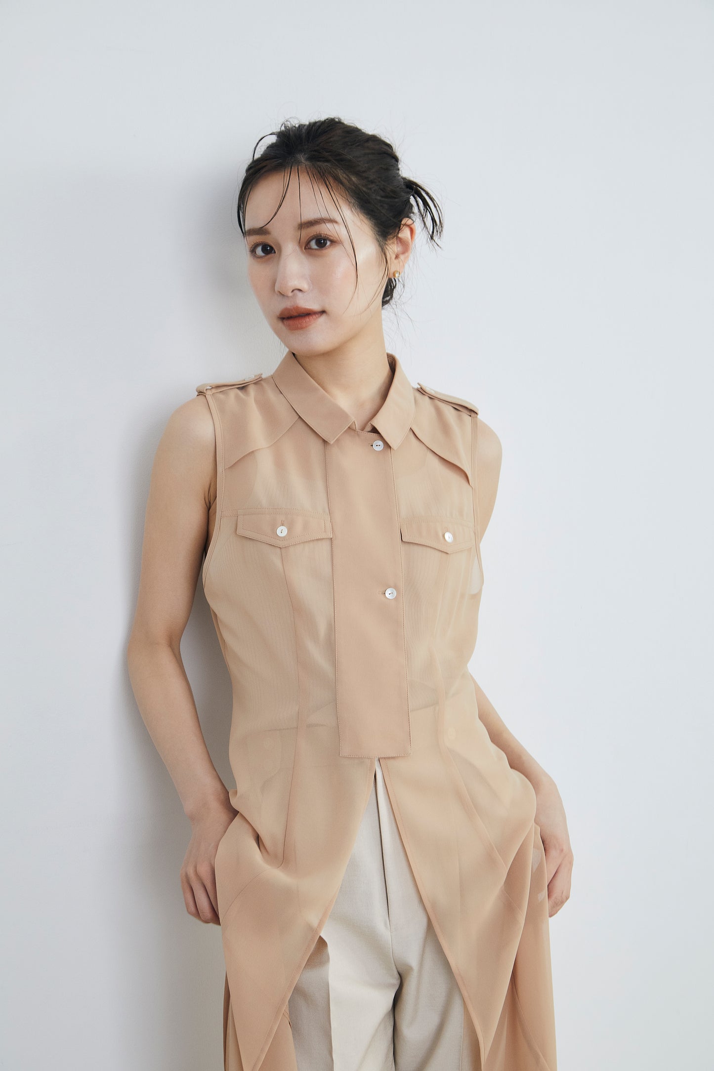 Sheer trench Long gilet