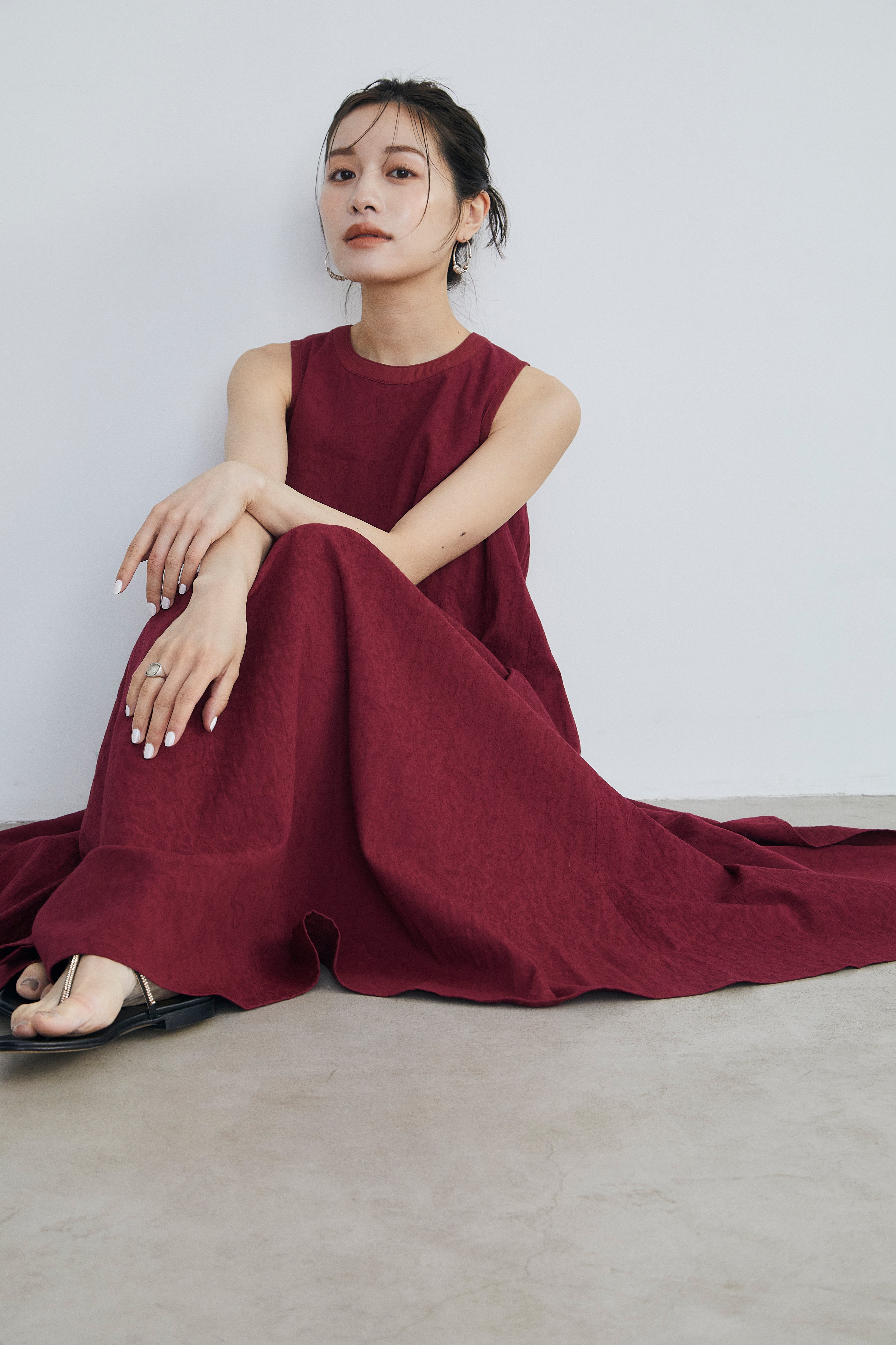 Paisley jacquard piping Dress
