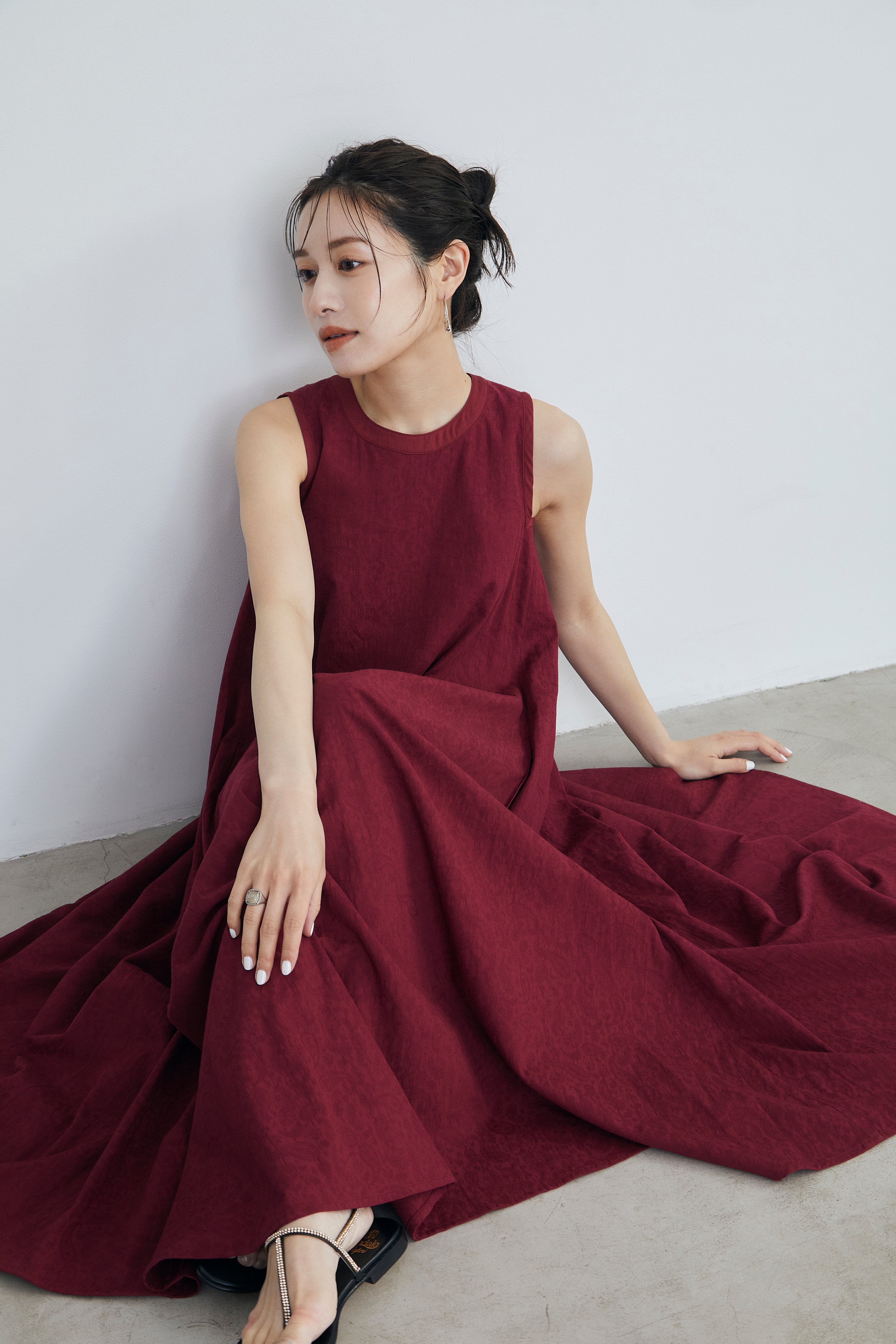 Paisley jacquard piping Dress