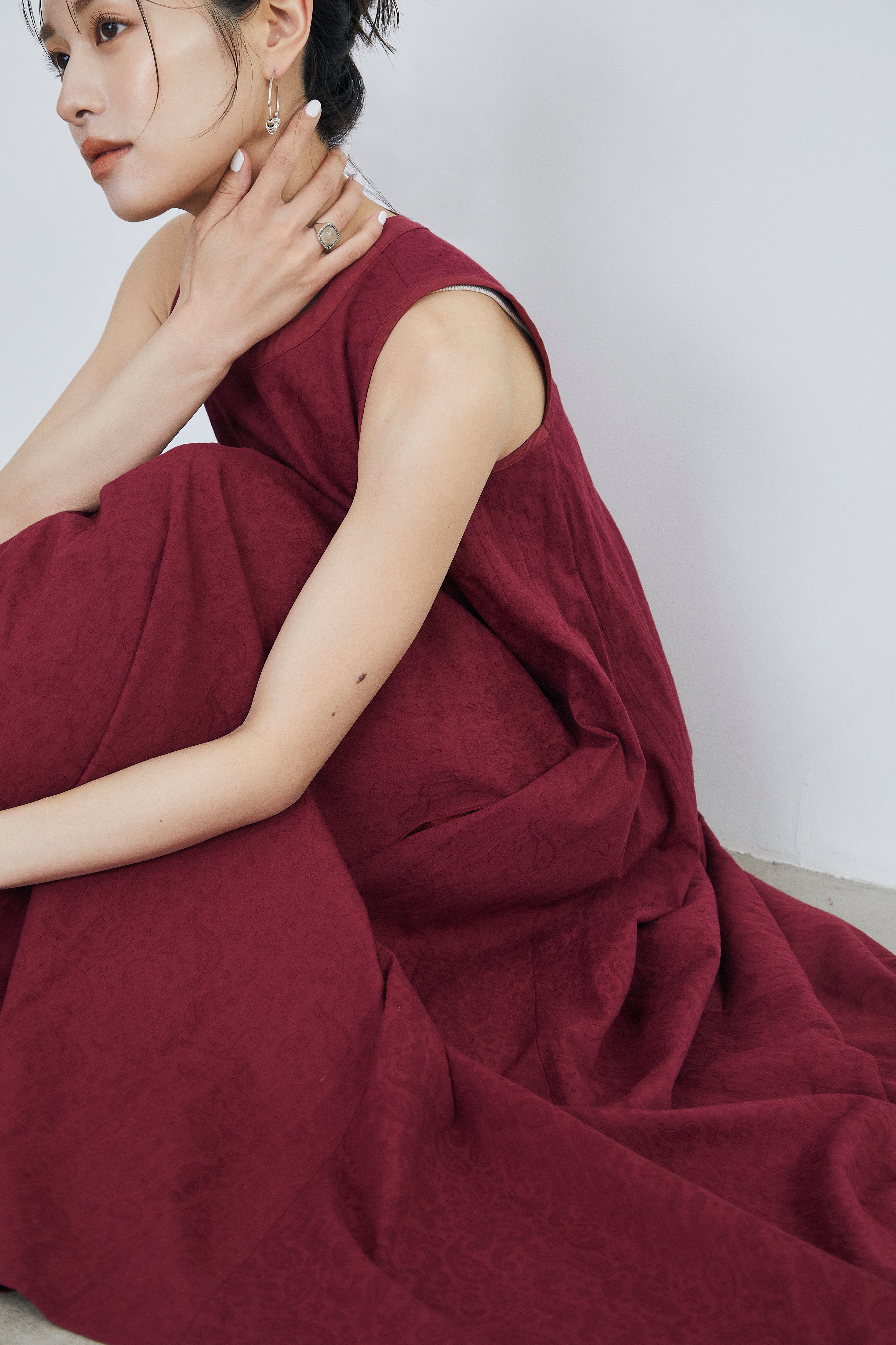 Paisley jacquard piping Dress