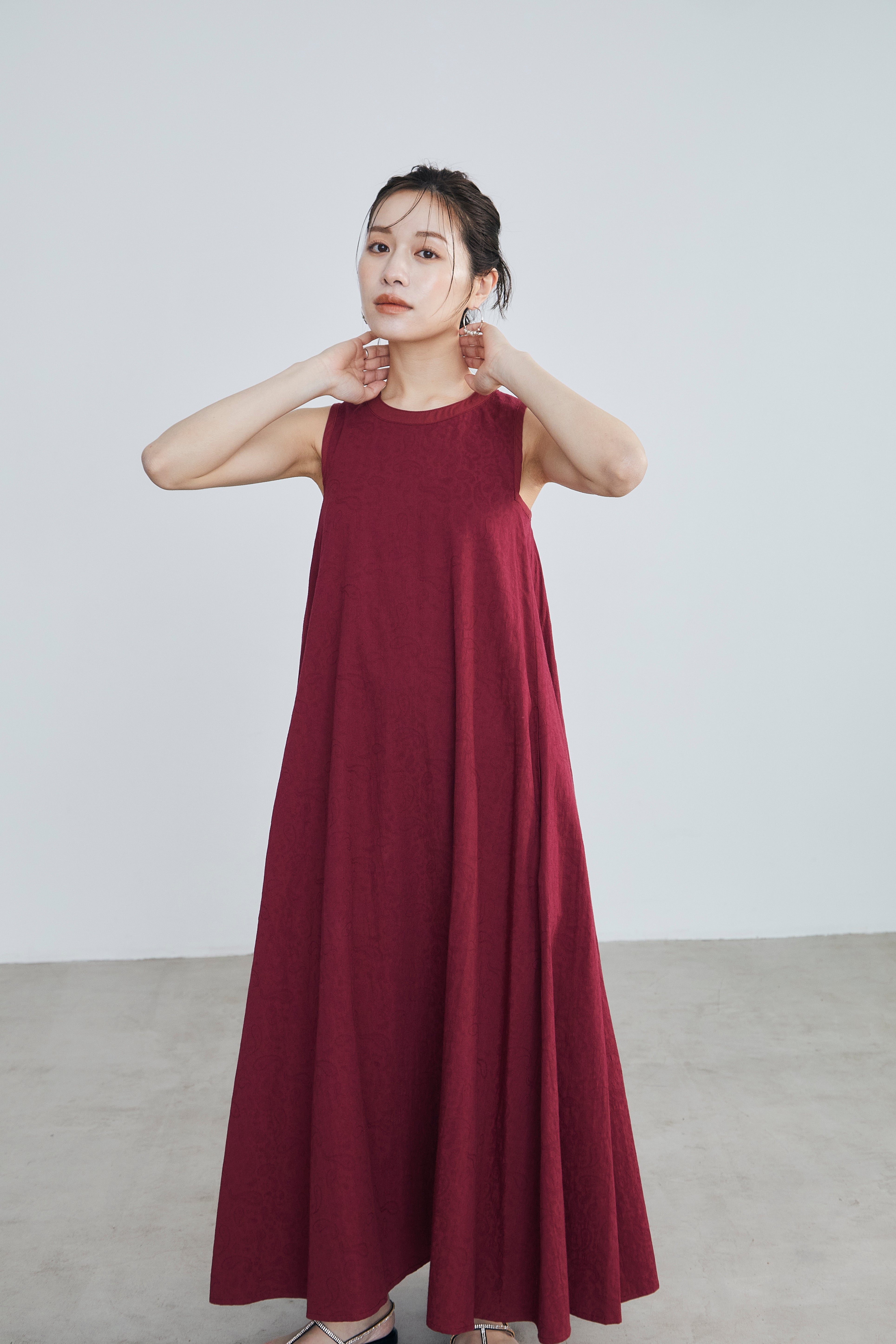 Paisley jacquard piping Dress