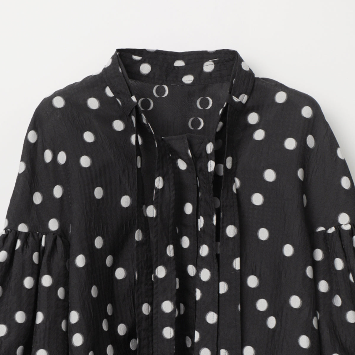 Sheer Polka Dot Ribbon Blouse