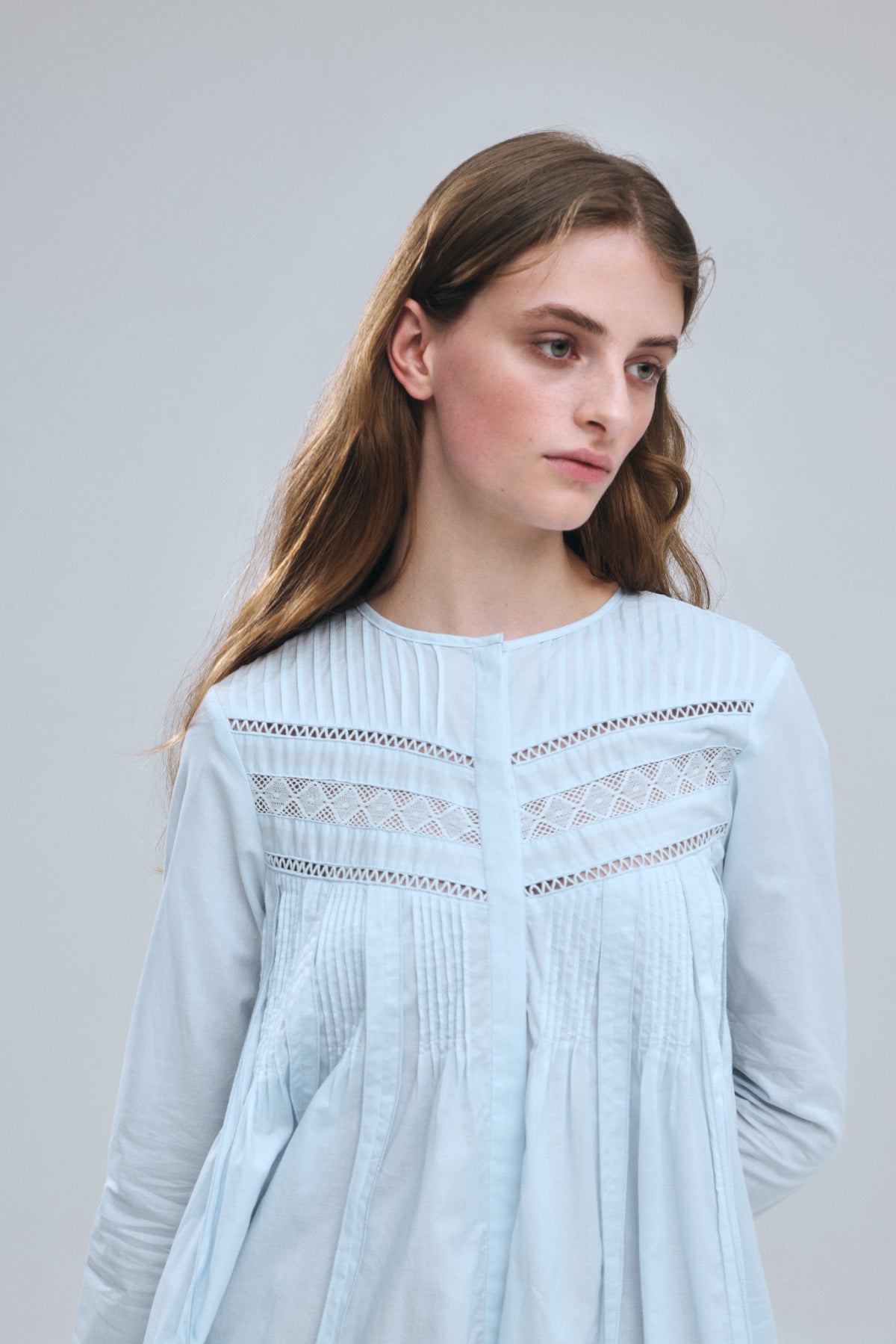 Pin-tuck Lace Mini Dress