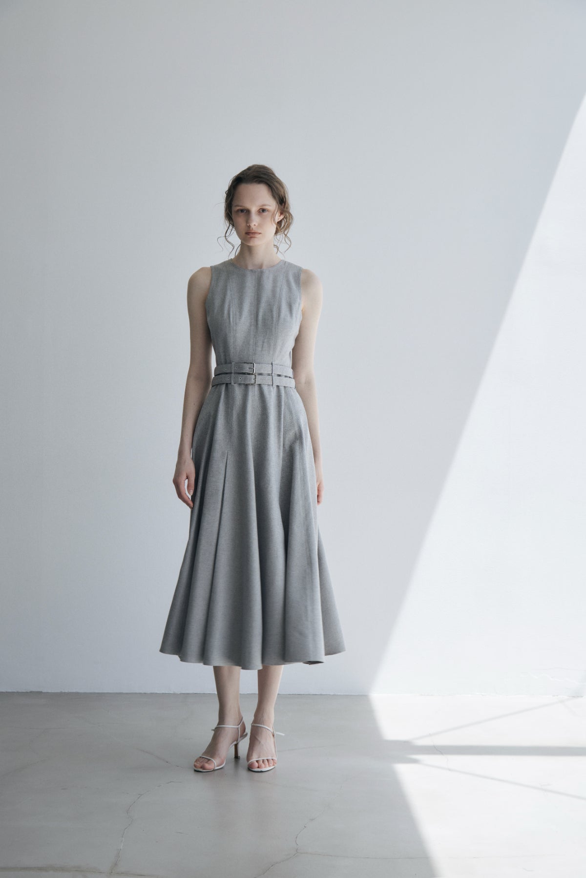 Double-belted Melange Dress