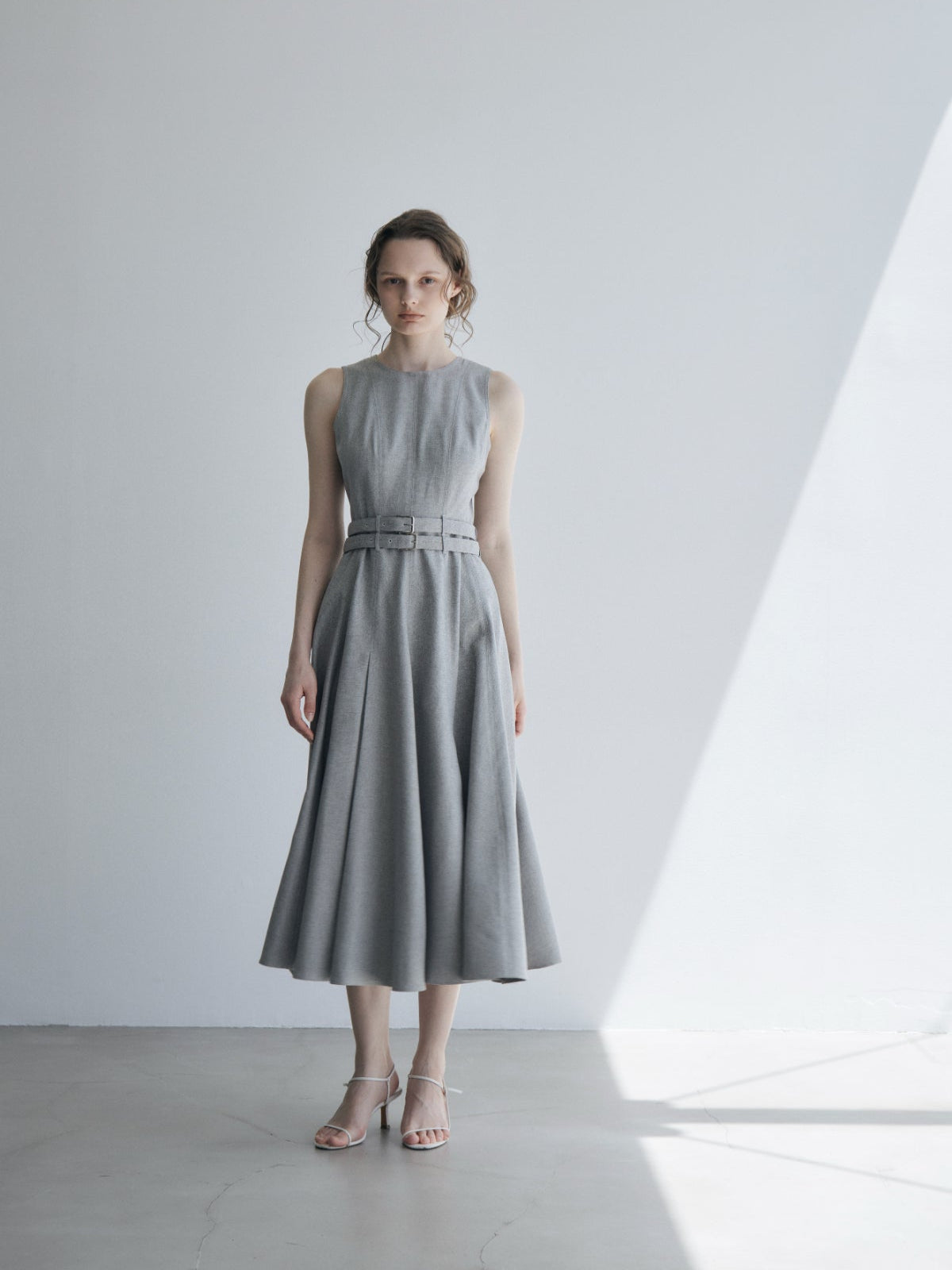 Double-belted Melange Dress