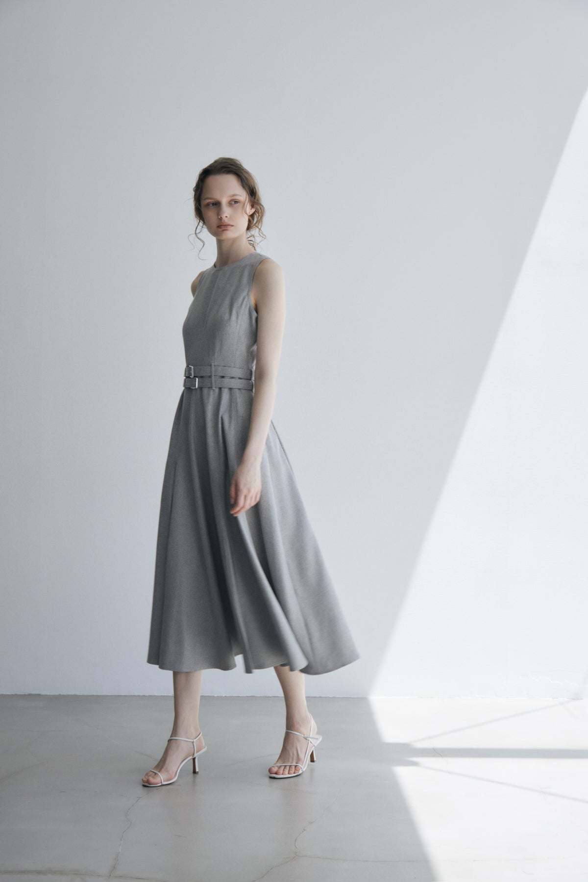 Double-belted Melange Dress
