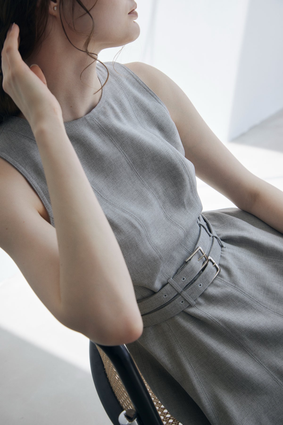 Double-belted Melange Dress