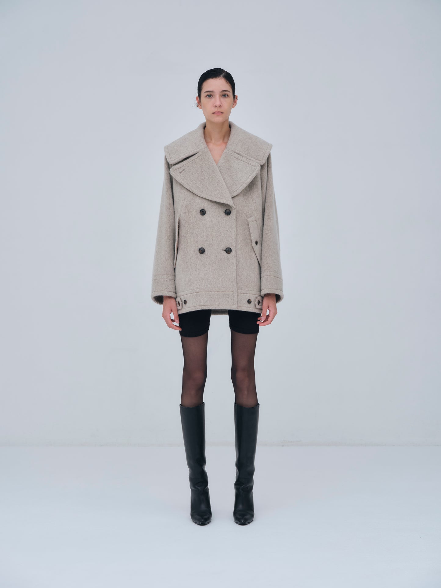 Signature Wide Lapel Mid Coat