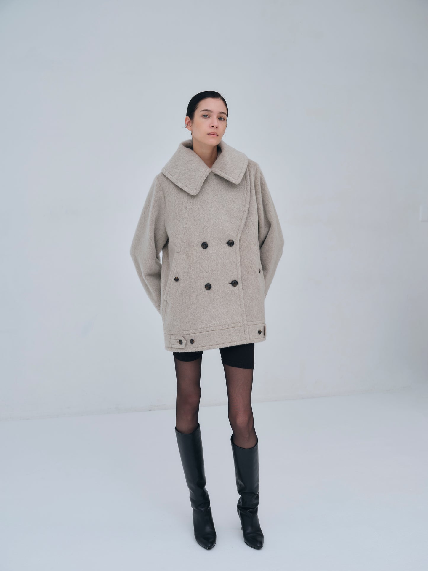 Signature Wide Lapel Mid Coat