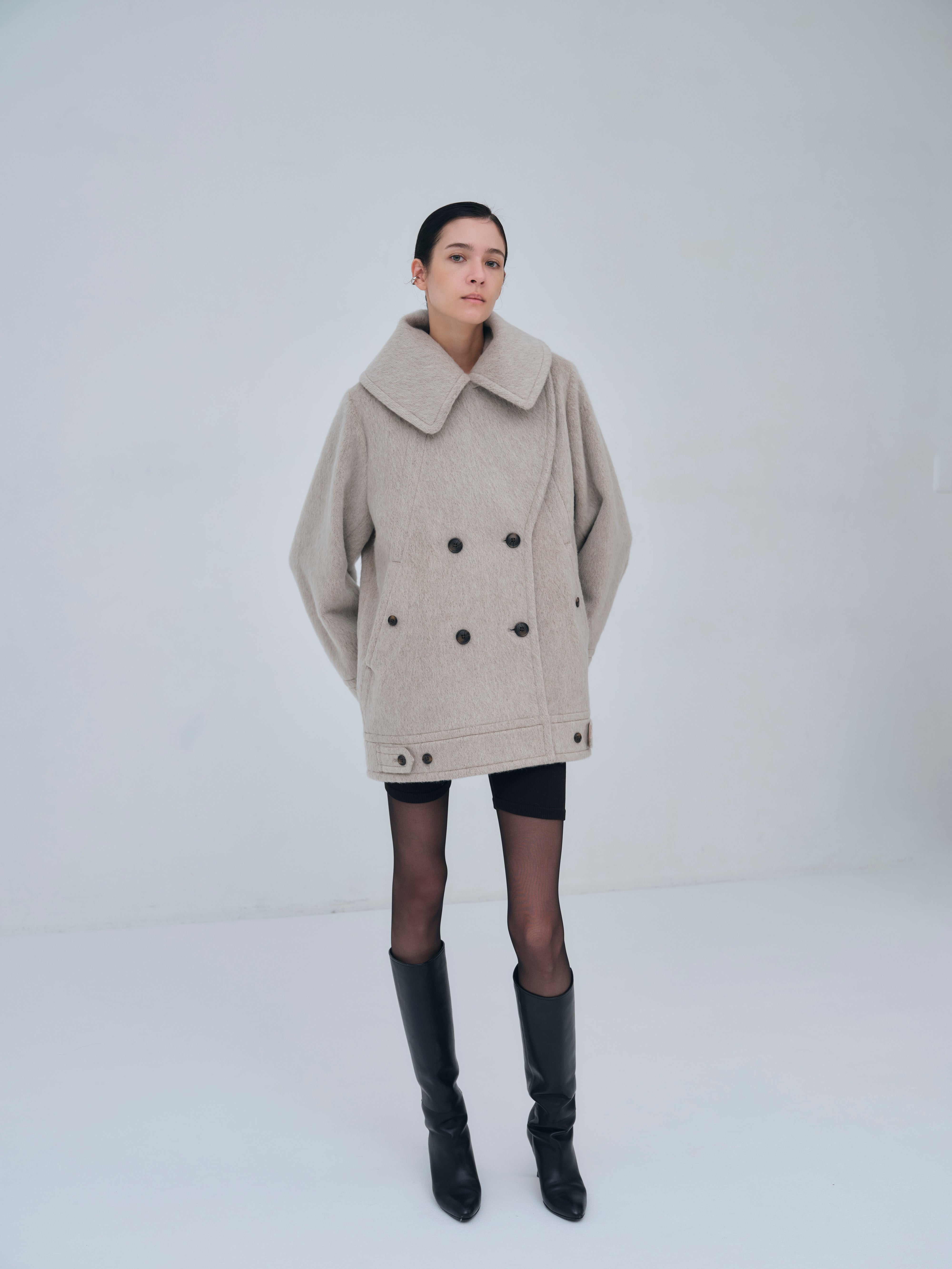 Signature Wide Lapel Mid Coat