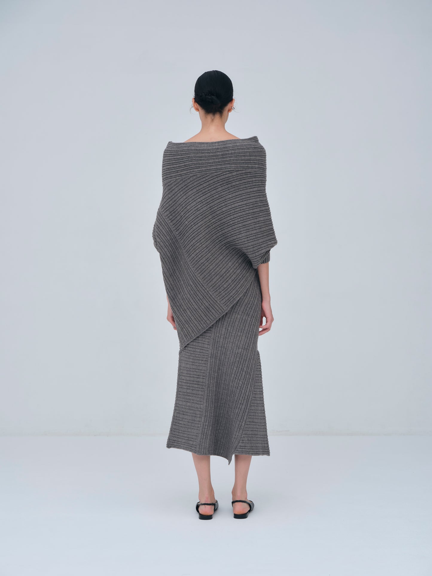 Panel Rib Wool Knit Skirt