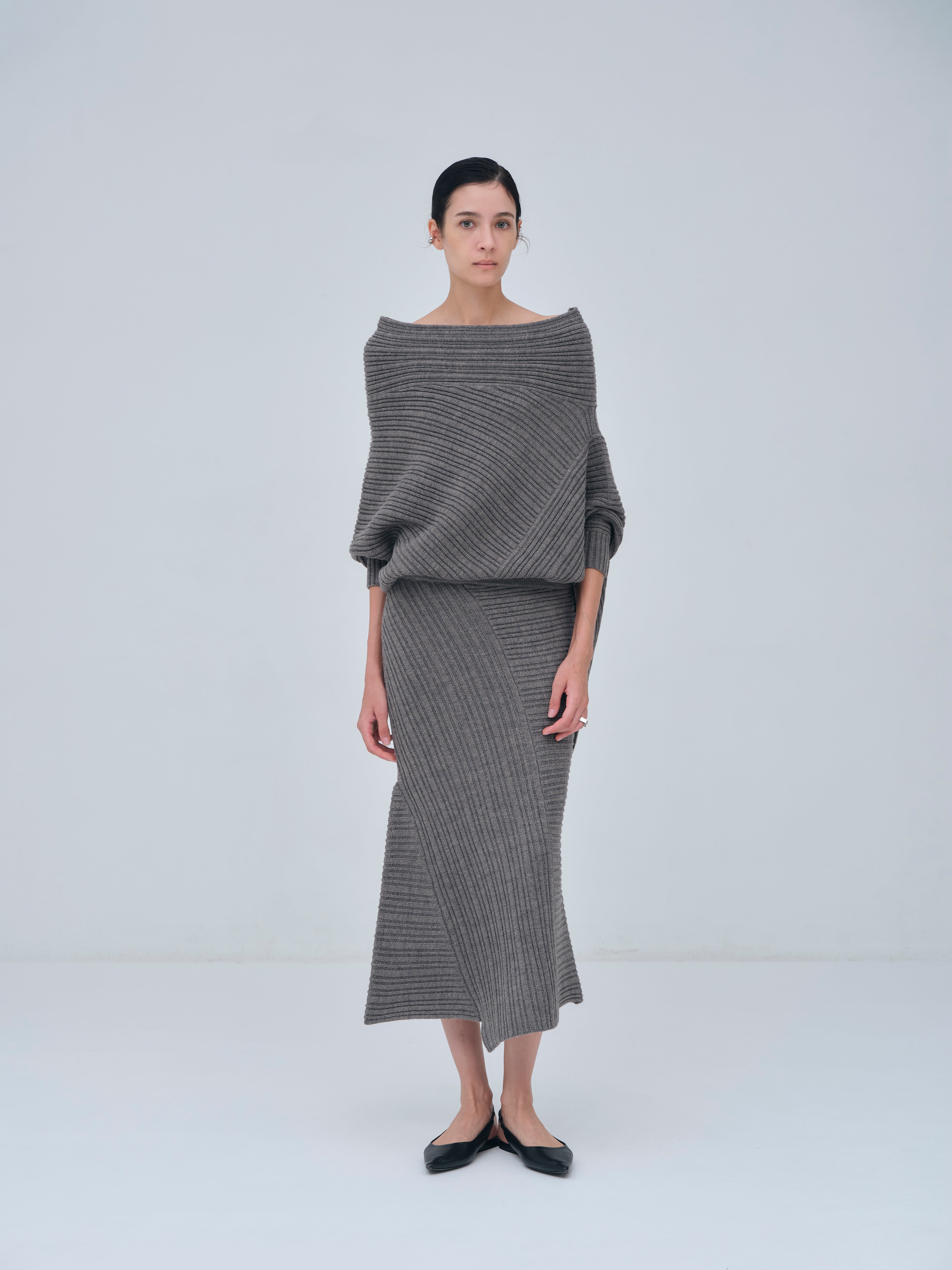 Panel Rib Wool Knit Skirt