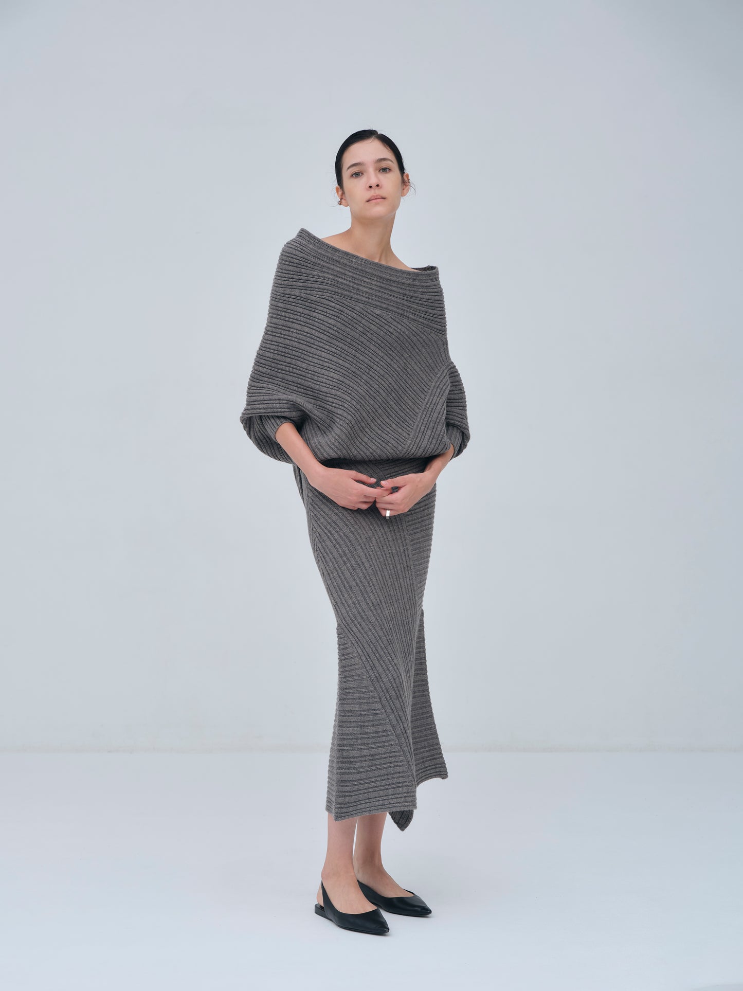 Panel Rib Wool Knit Skirt
