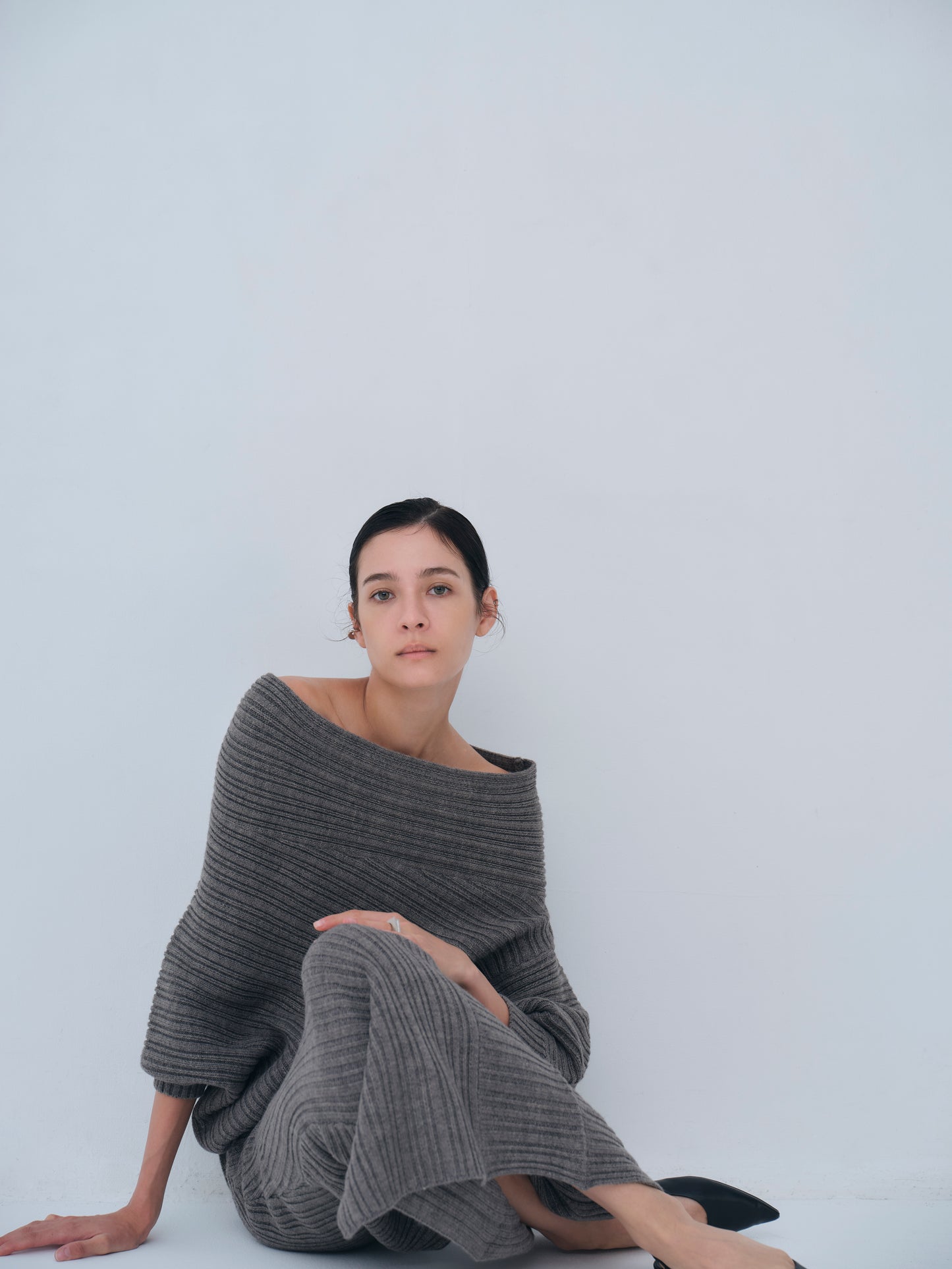 Panel Rib Wool Knit Skirt