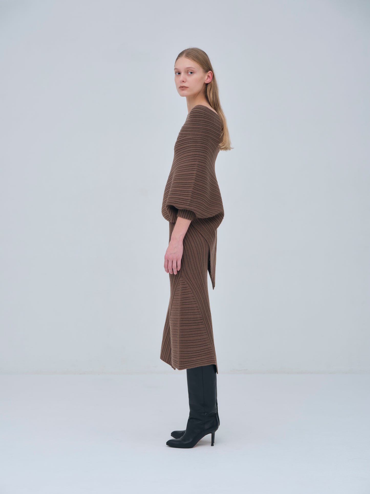 Panel Rib Wool Knit Skirt