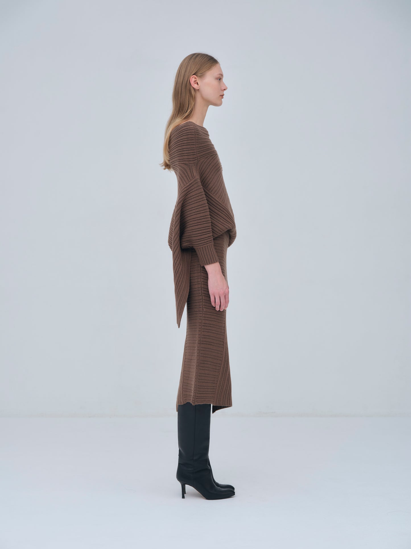 Panel Rib Wool Knit Skirt