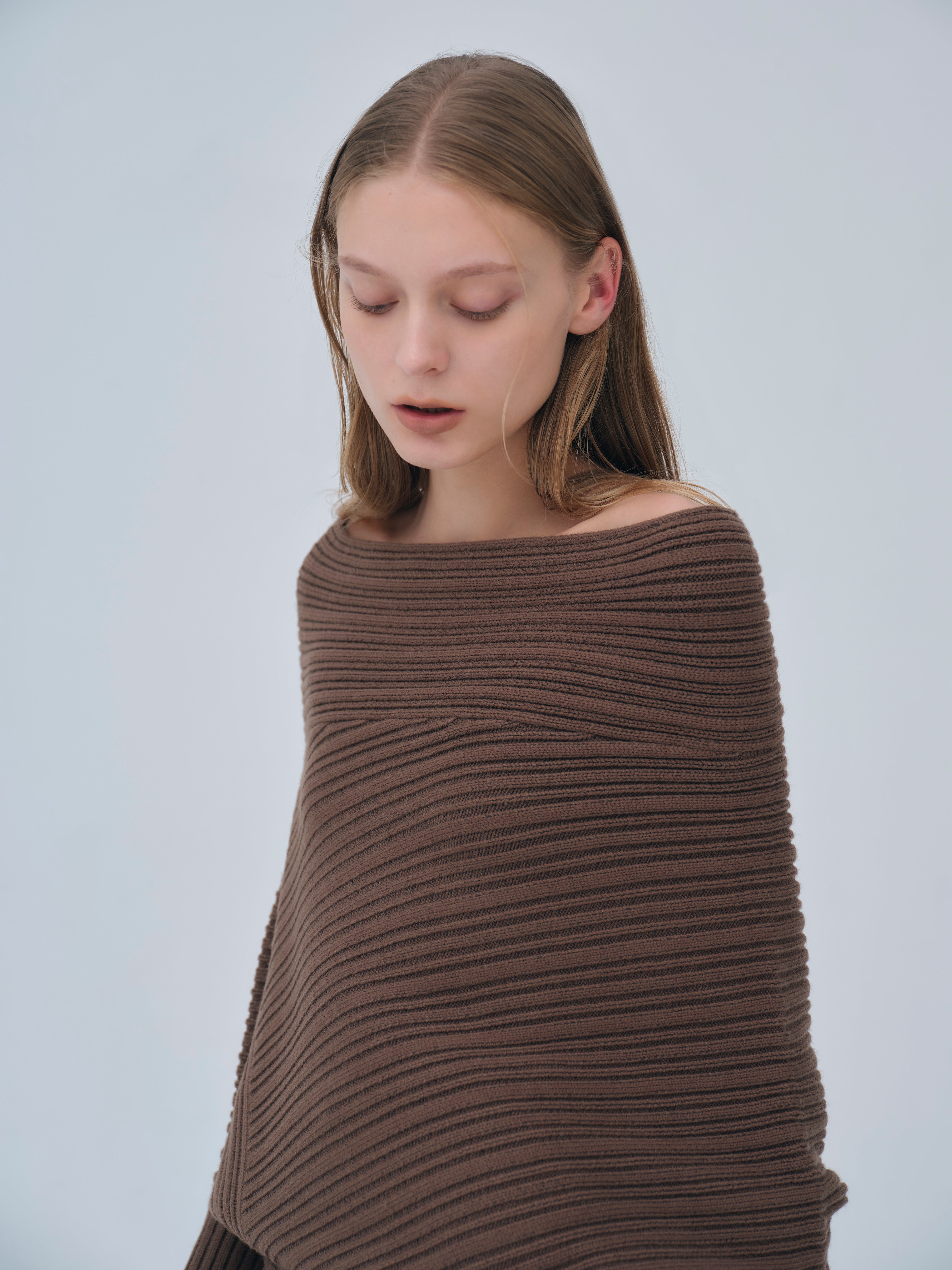 Panel Rib Wool Knit Tops