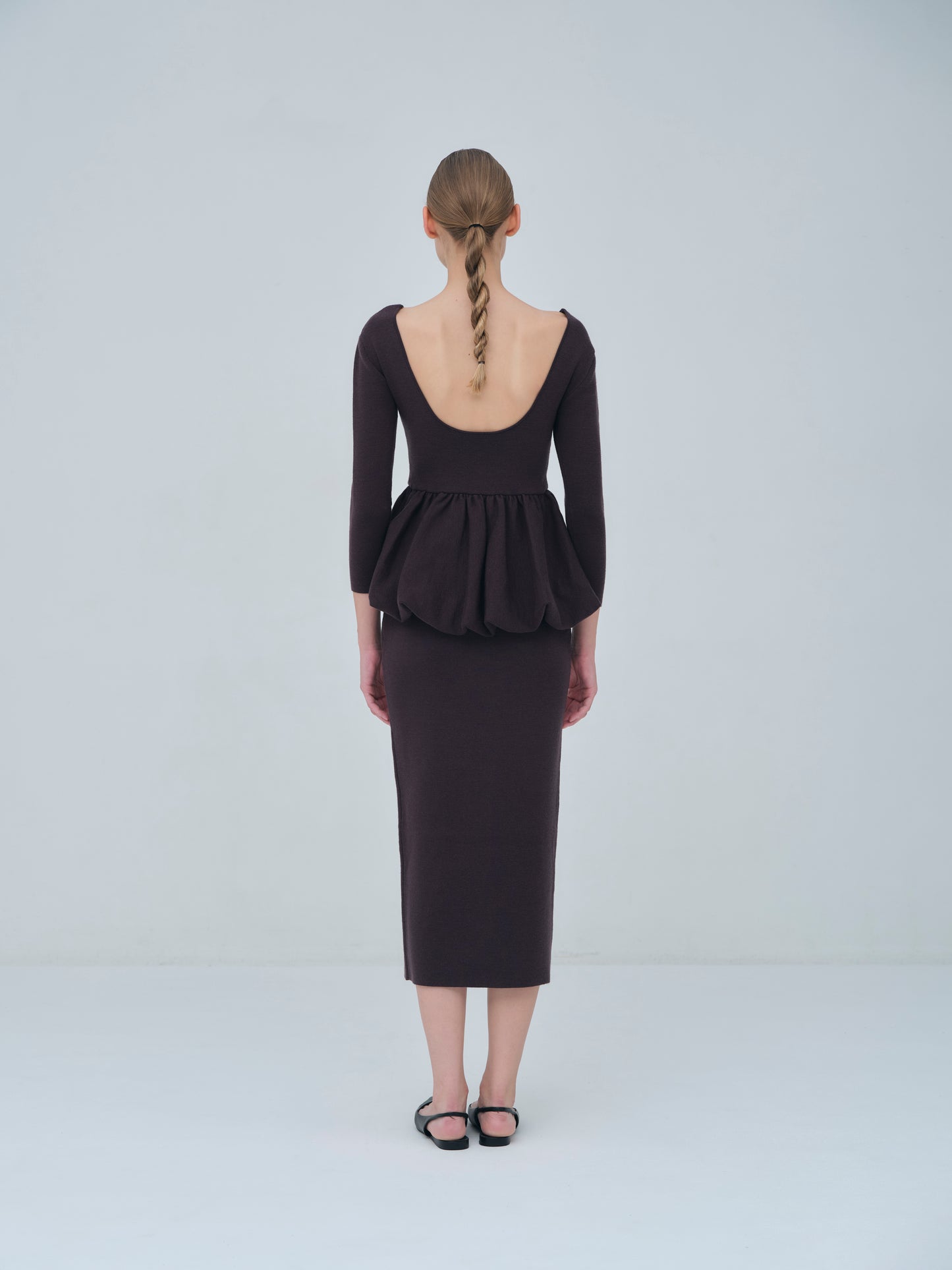 Balloon peplum Knit tops