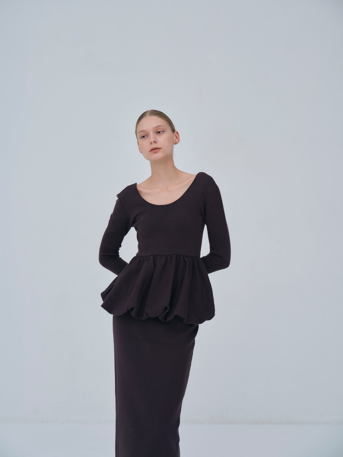 Balloon peplum Knit tops［Machine Washable］ laubeblanc Sculpted 