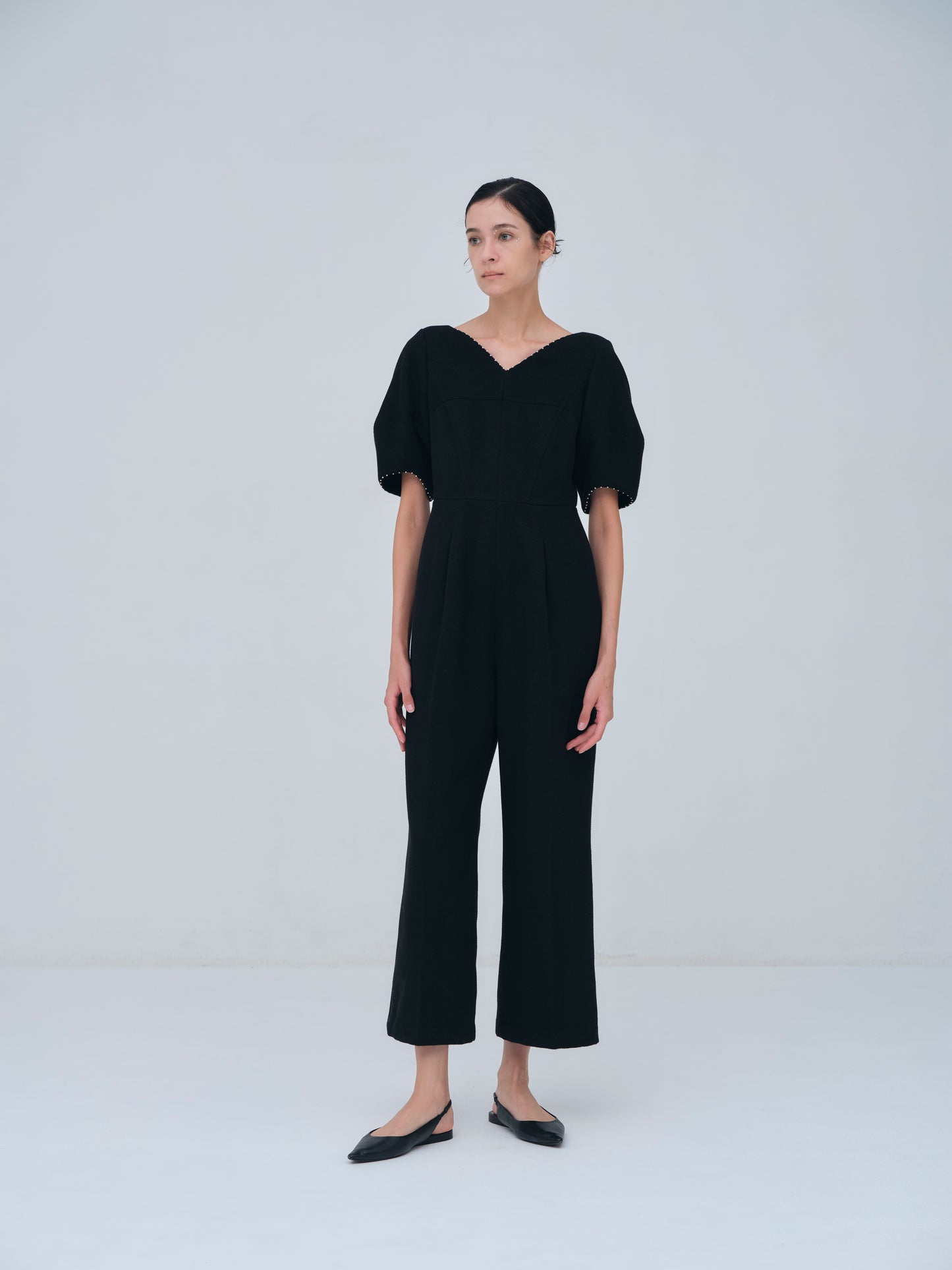 Pearl Trim Wool Combinaison