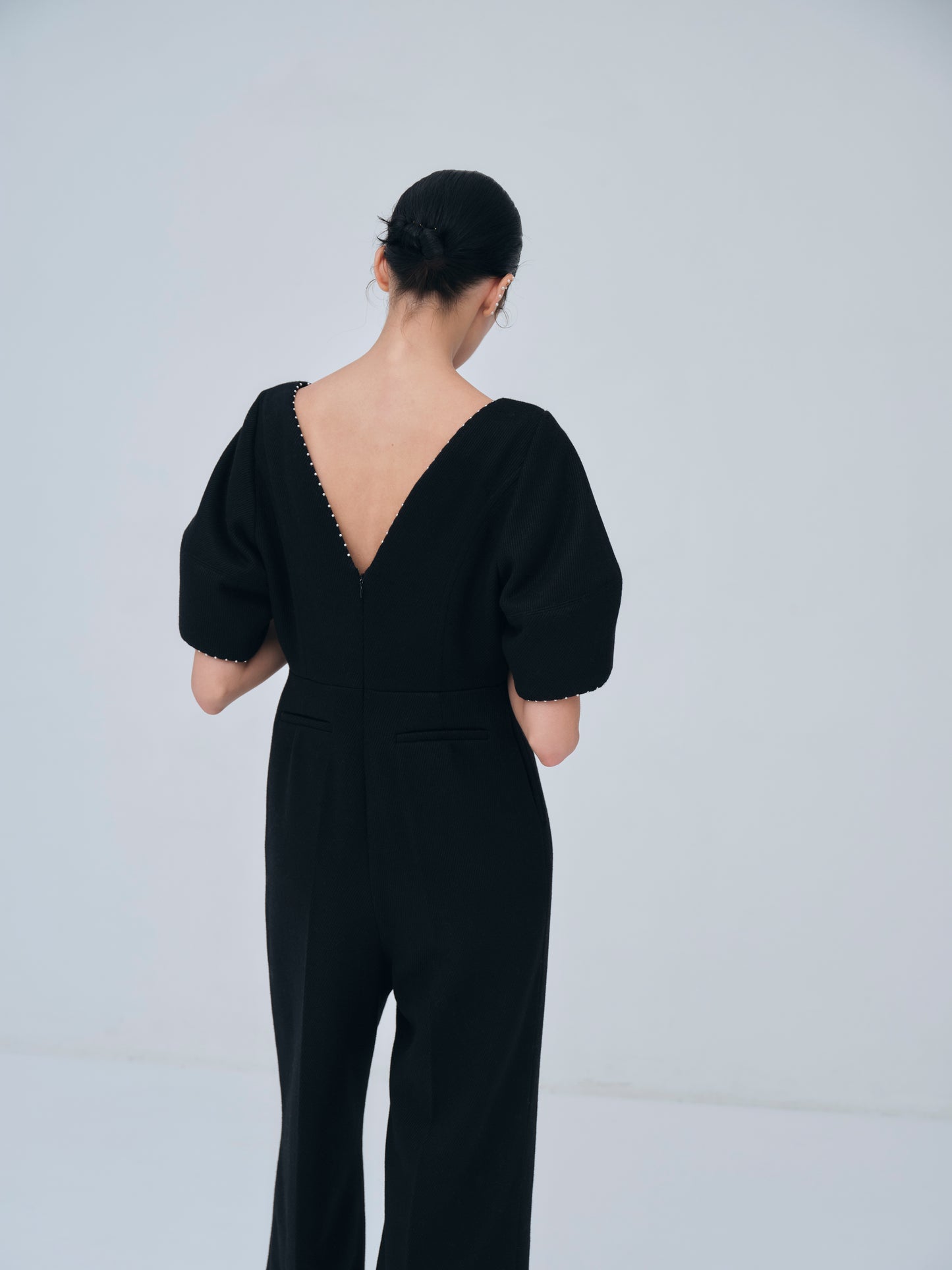 Pearl Trim Wool Combinaison