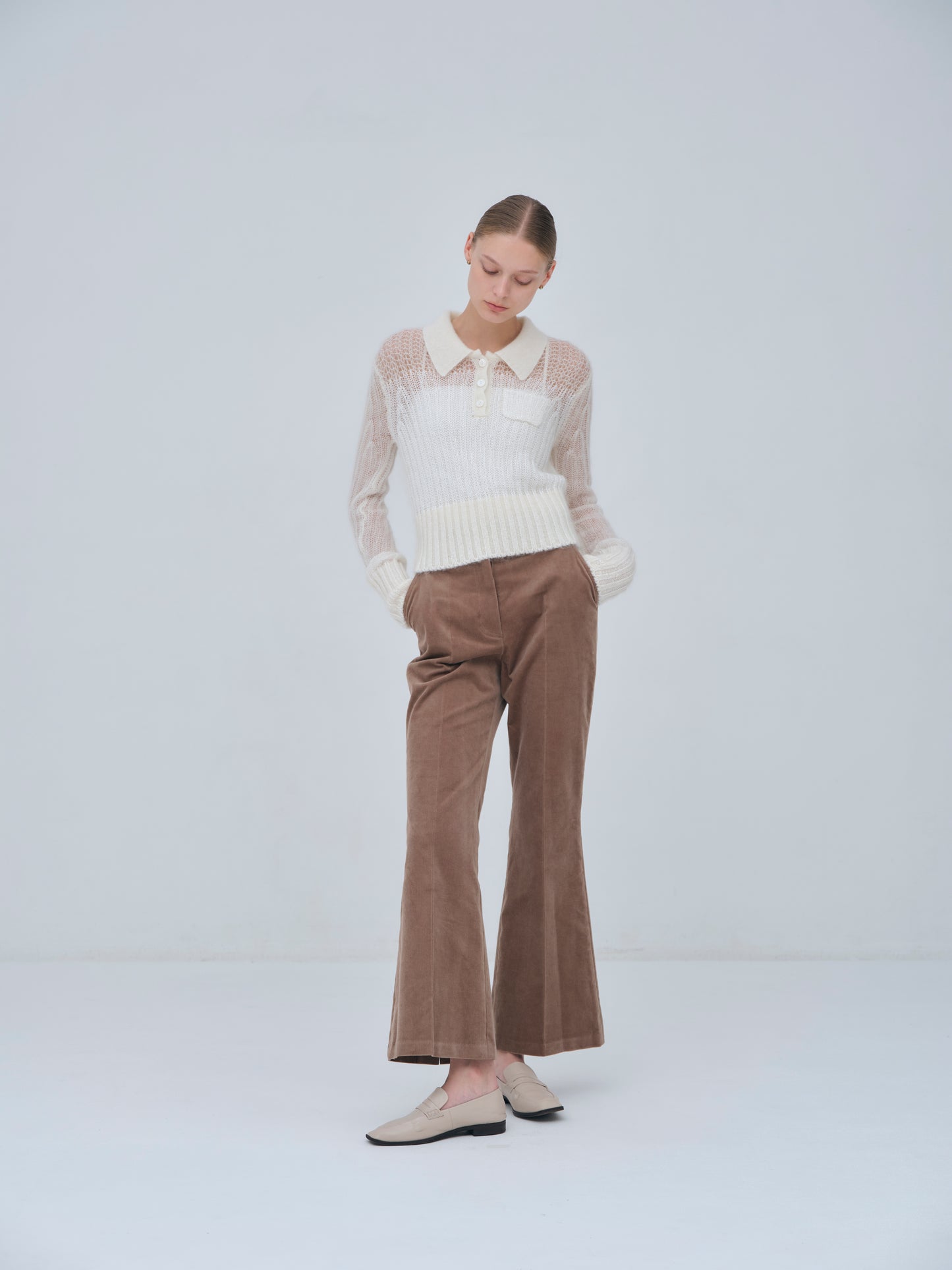 Sequin Sheer Polo Knit