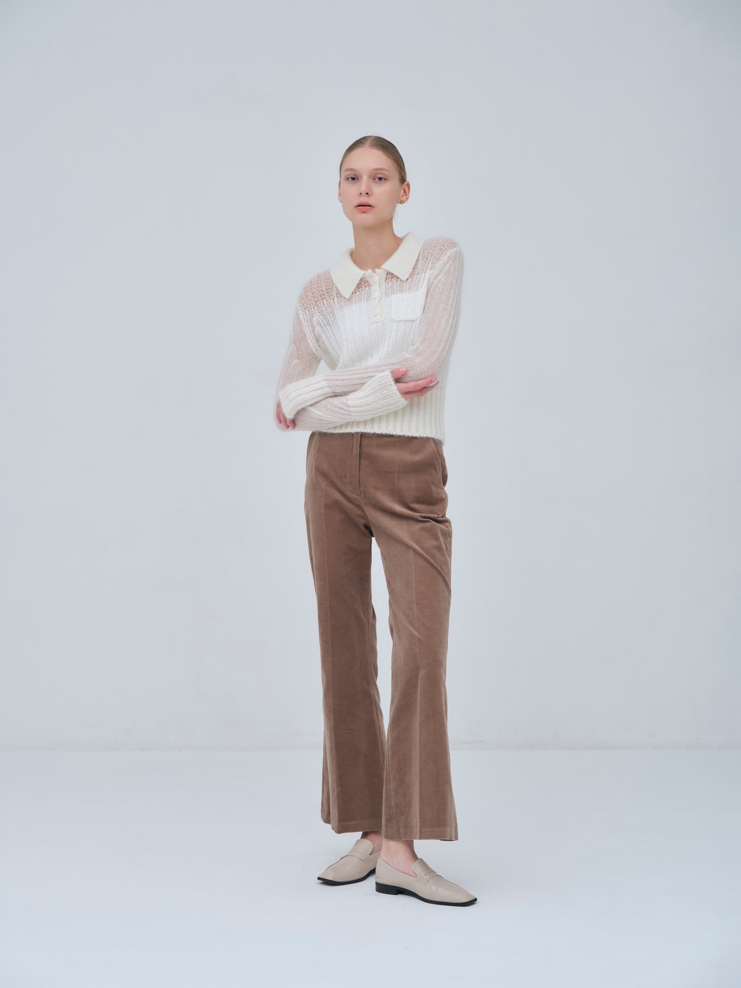Sequin Sheer Polo Knit