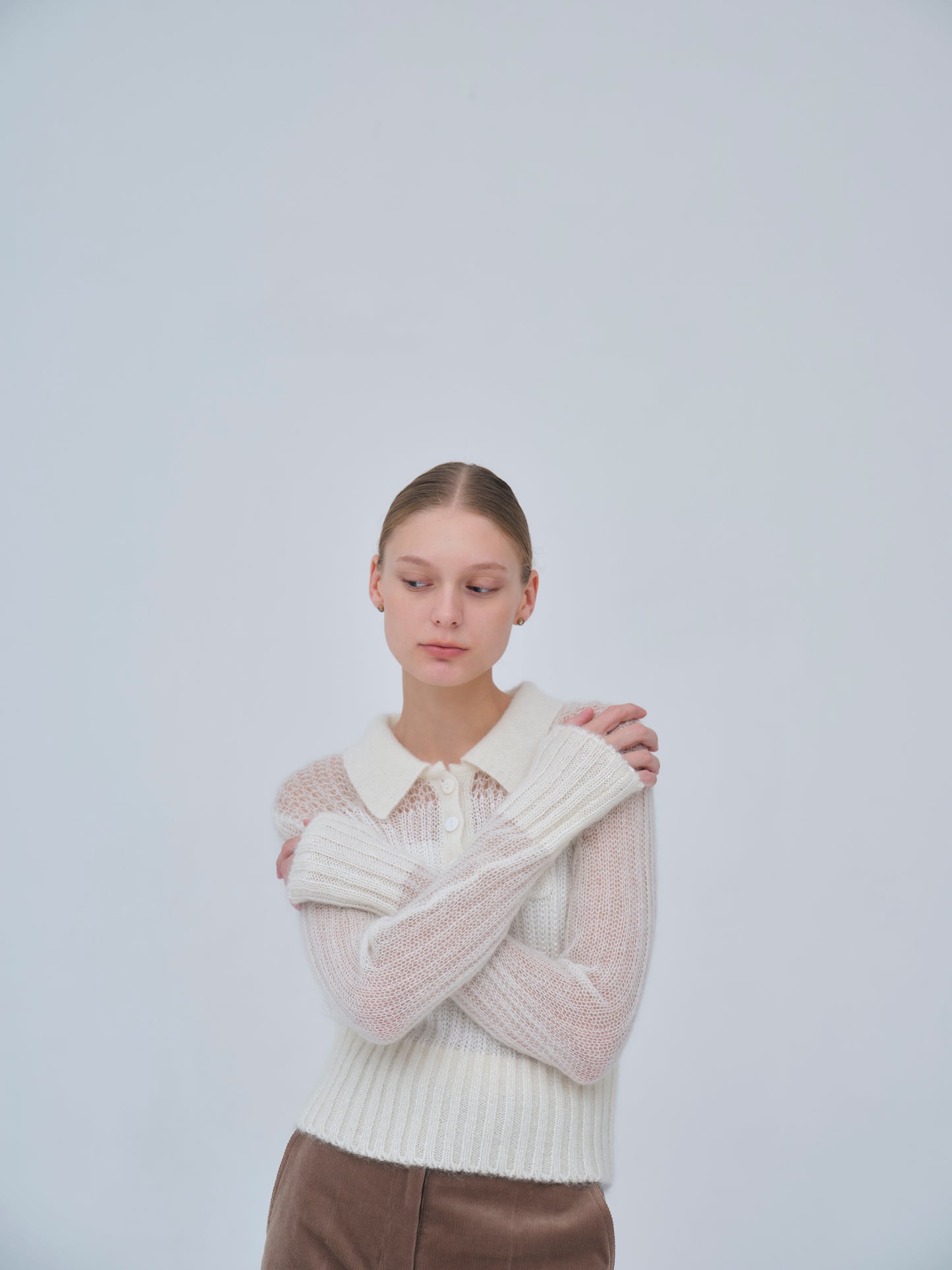 Sequin Sheer Polo Knit