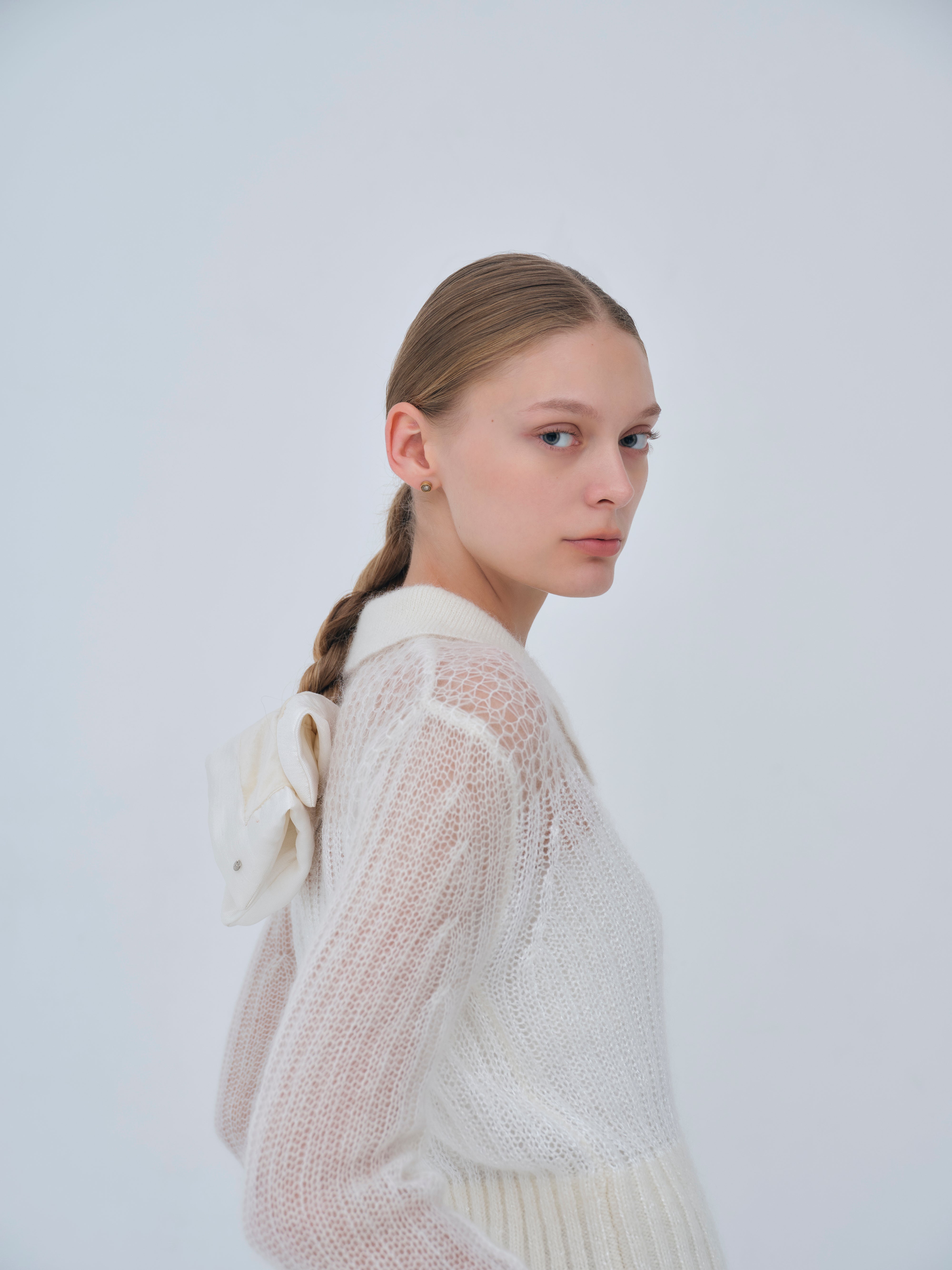 Sequin Sheer Polo Knit