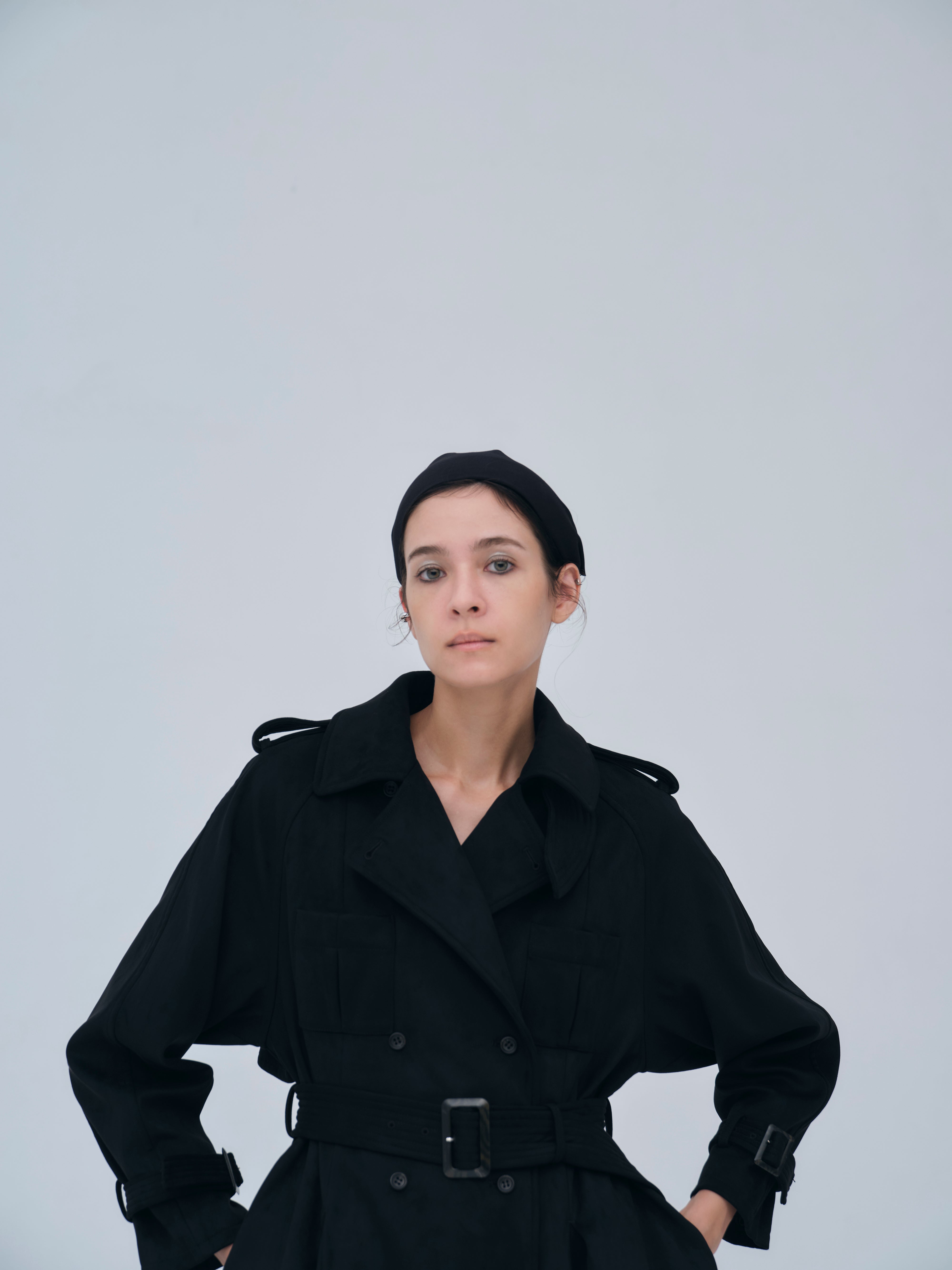 Cropped Suede Trench Coat