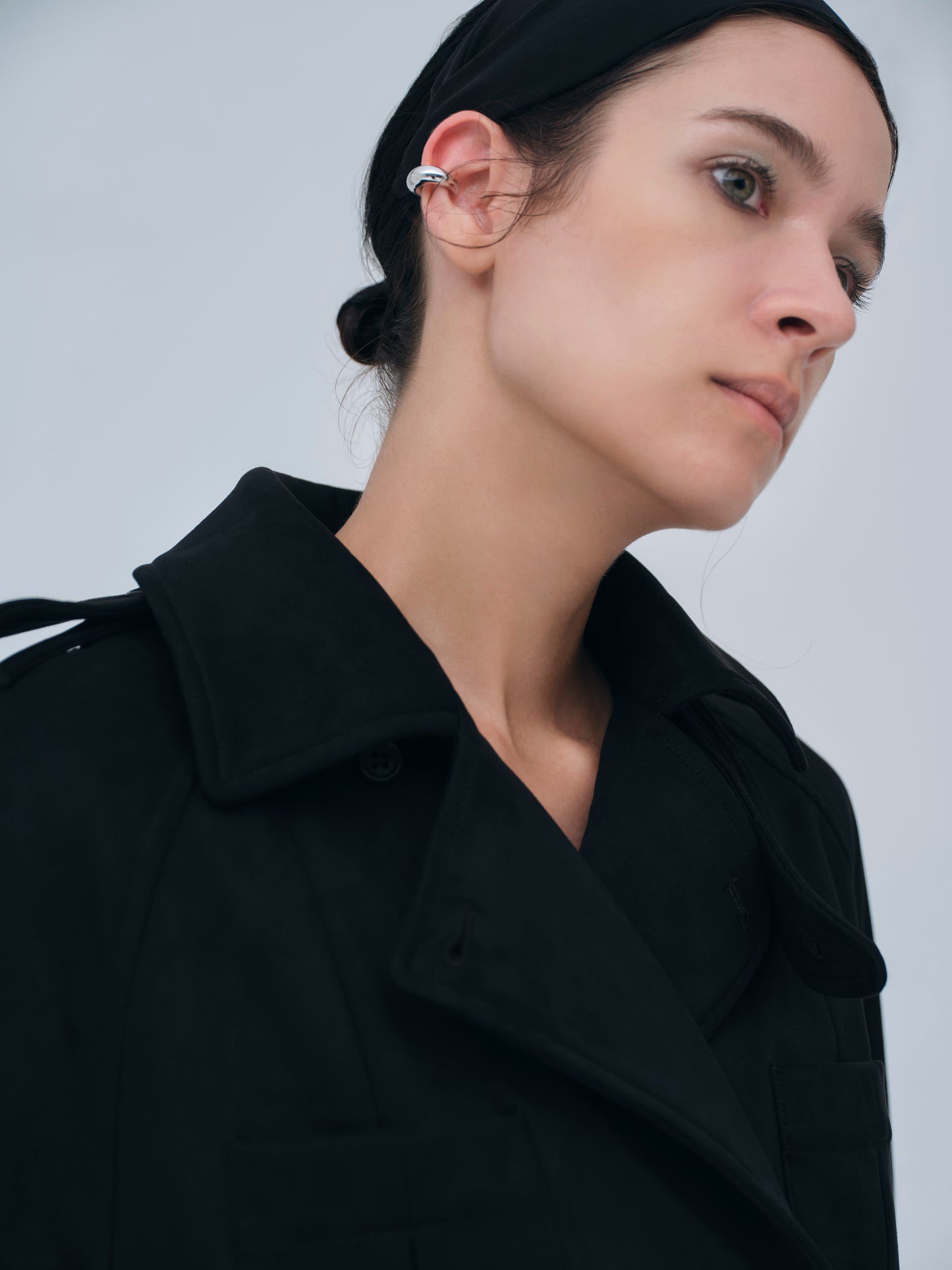 Cropped Suede Trench Coat
