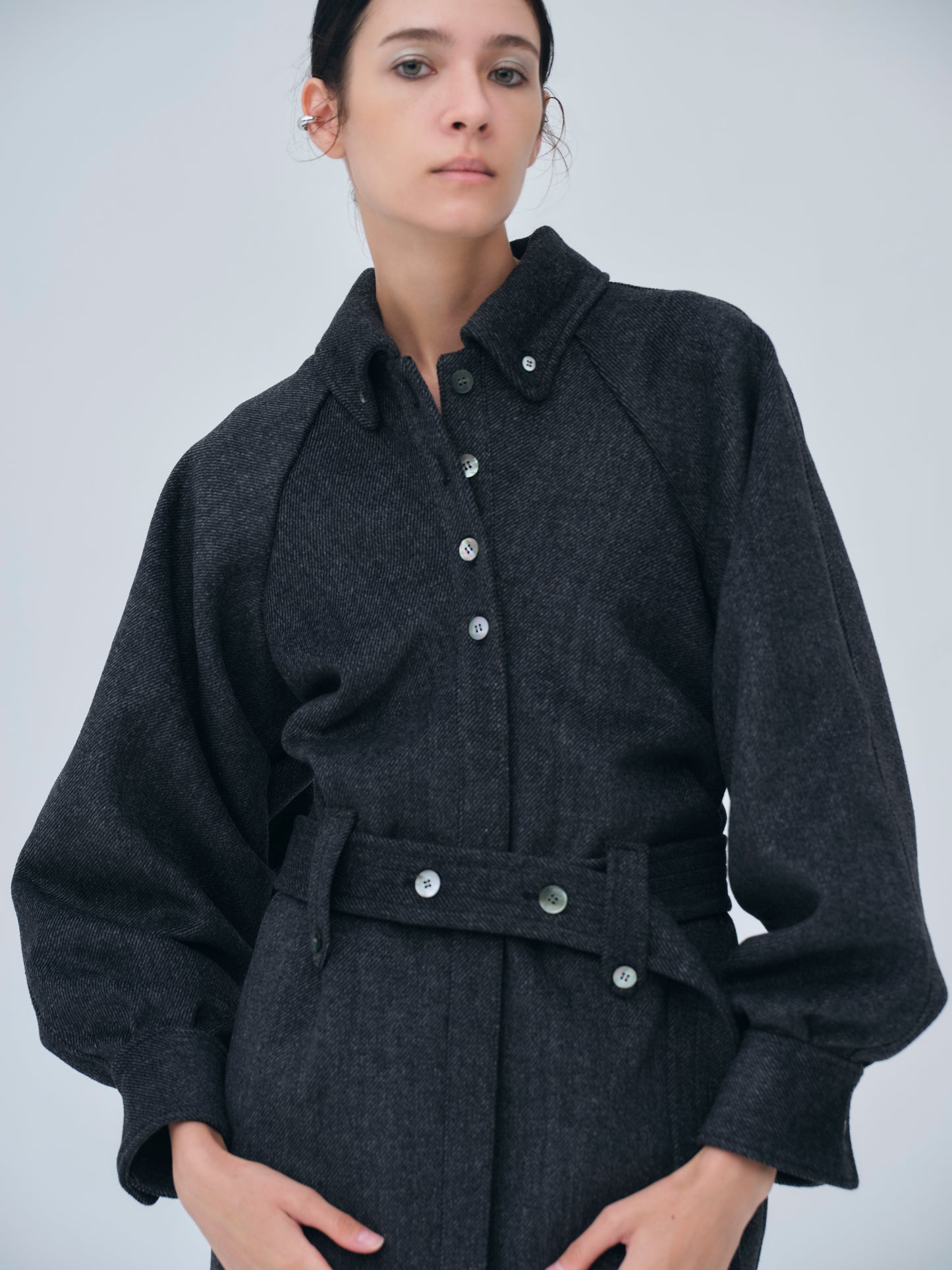 Belted Wool Shirt Dress
