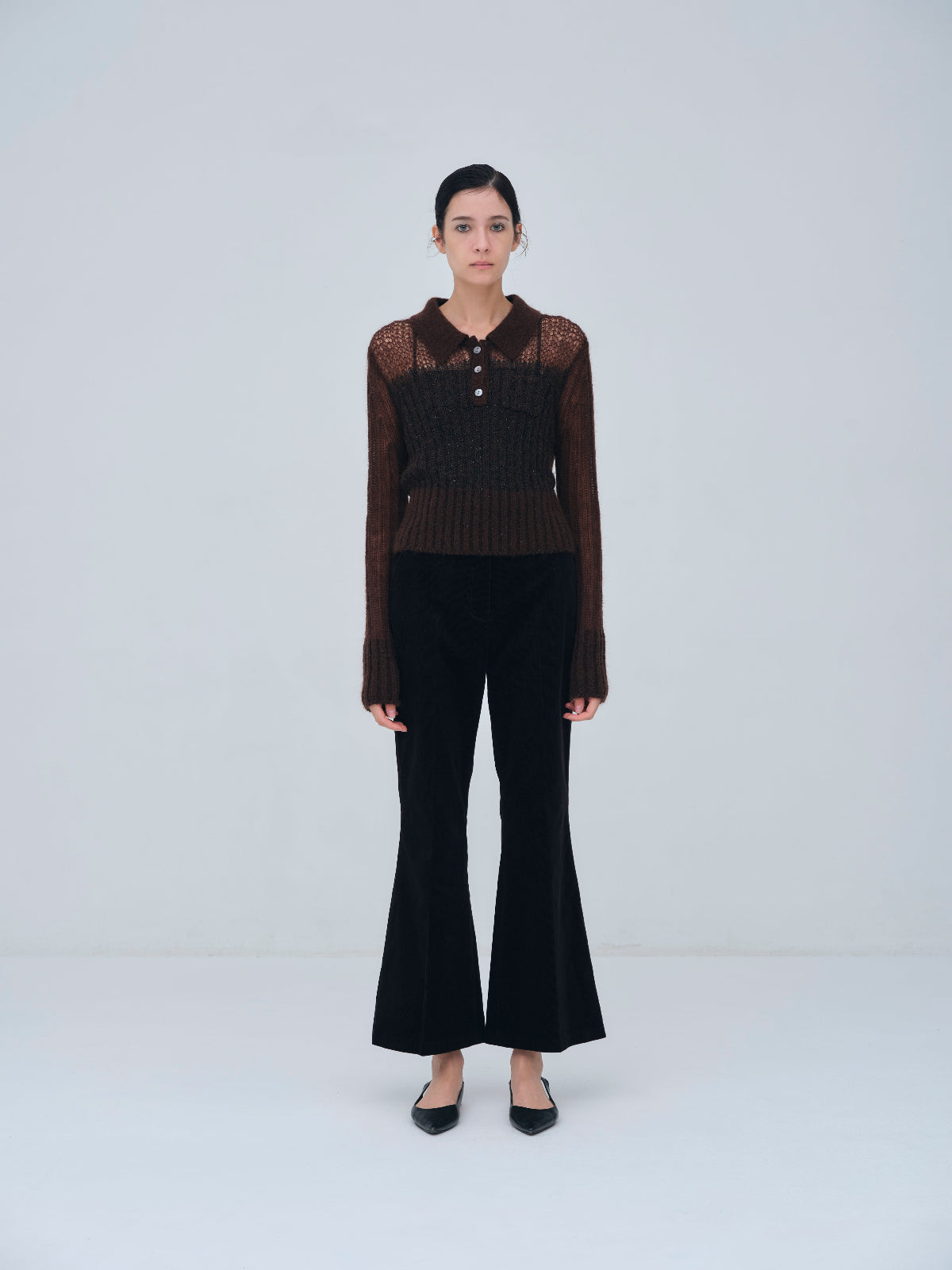 Back Vents Corduroy Flare Pants