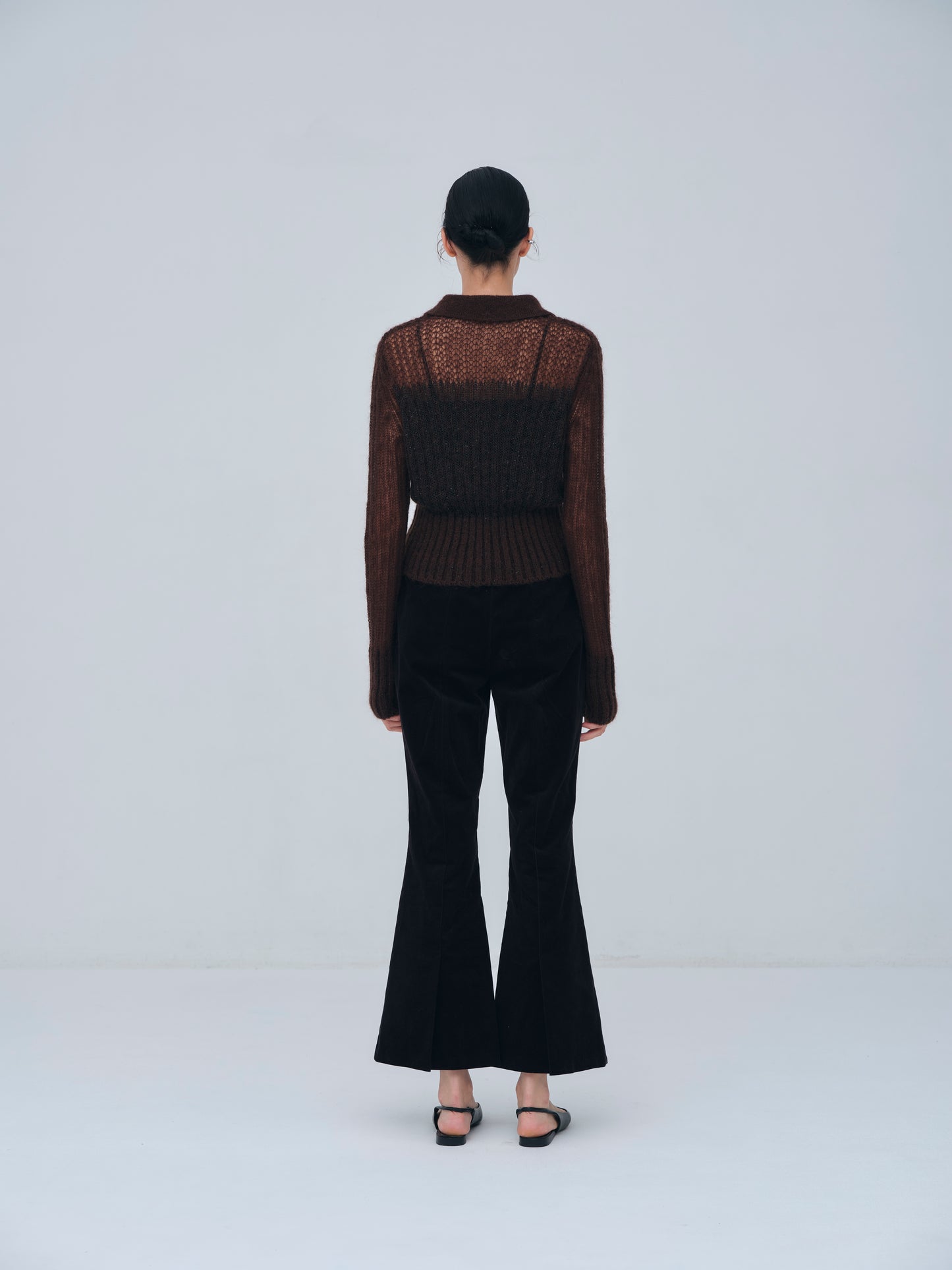 Sequin Sheer Polo Knit