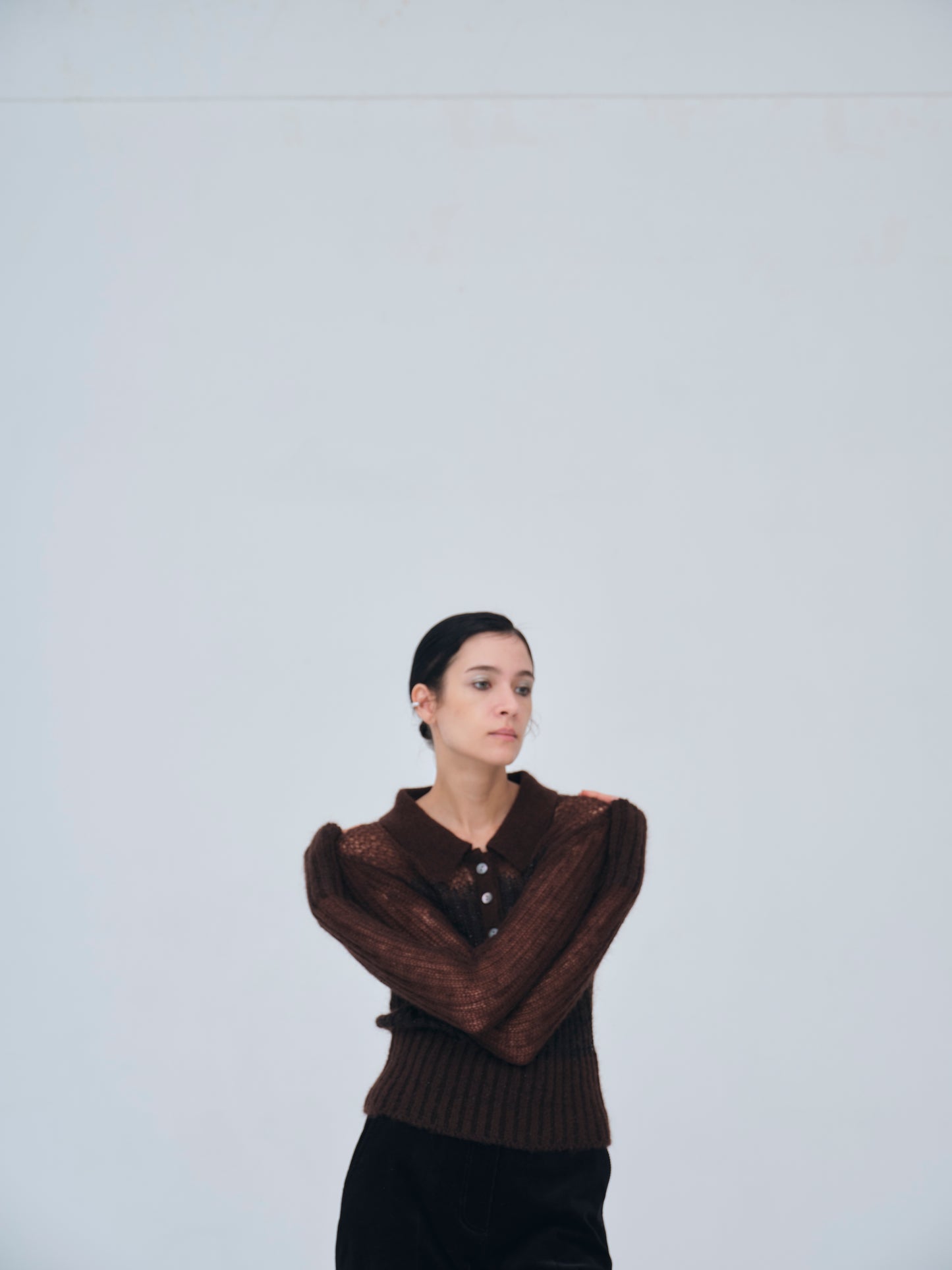 Sequin Sheer Polo Knit