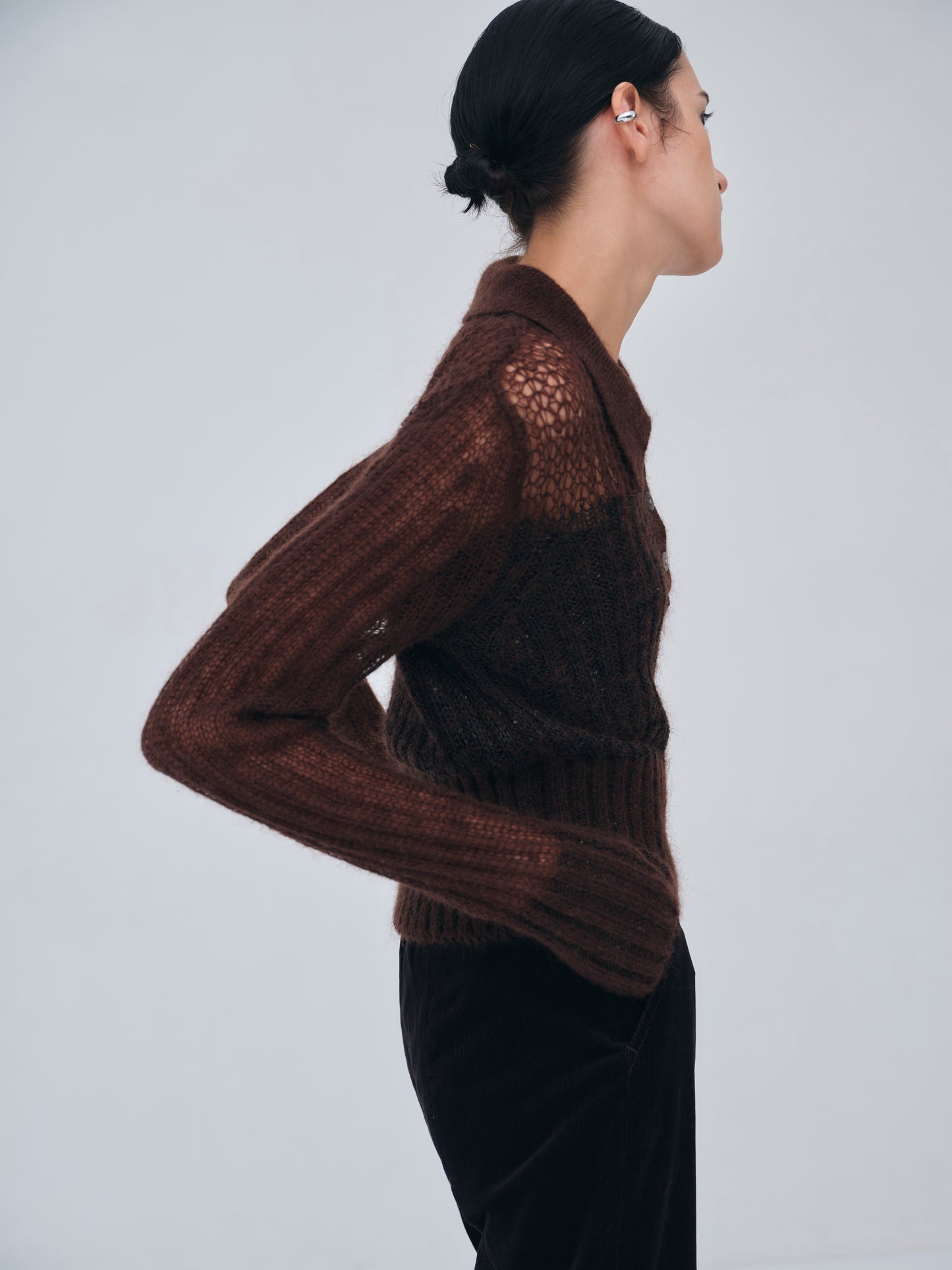 Sequin Sheer Polo Knit