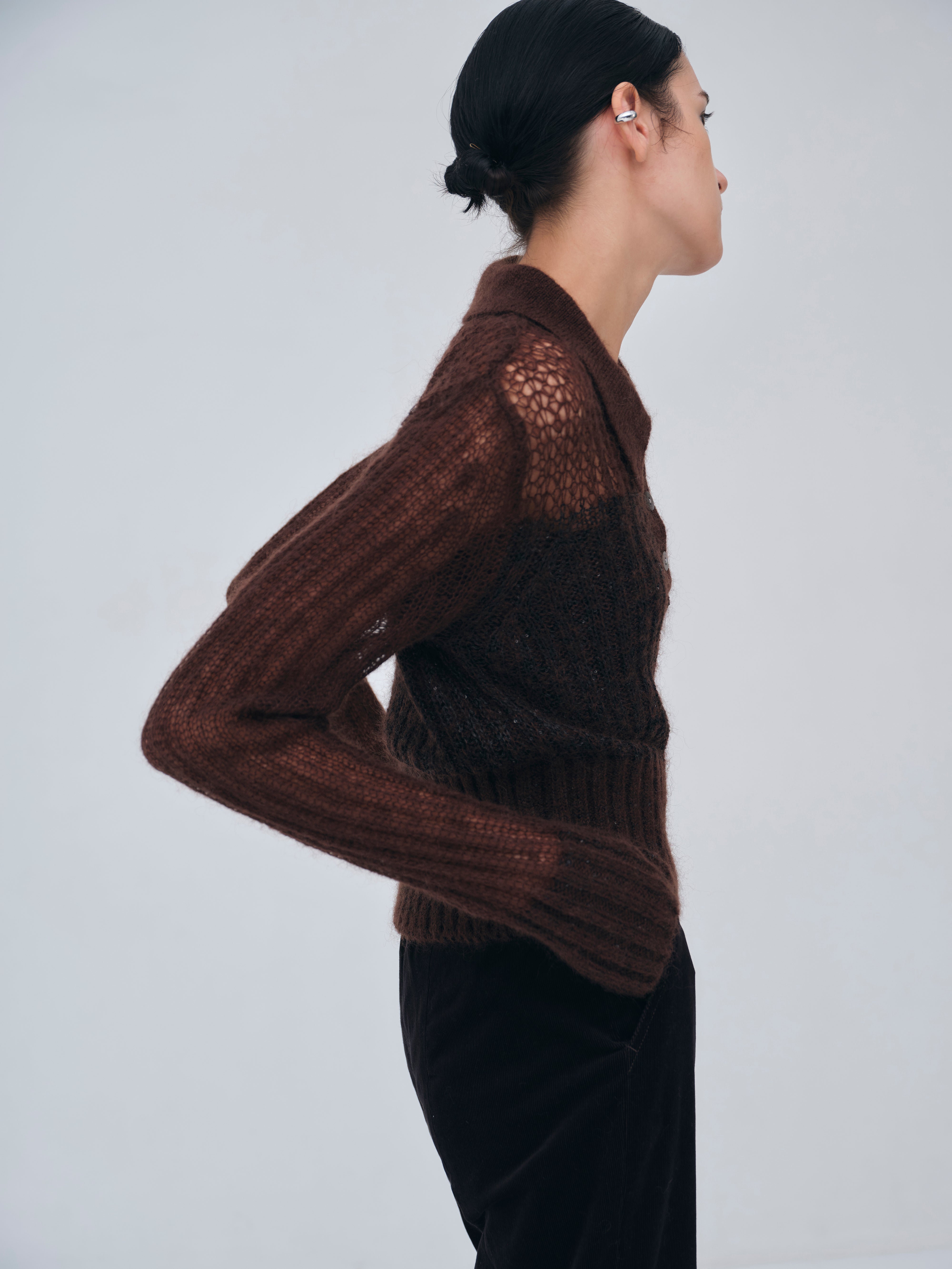 Sequin Sheer Polo Knit