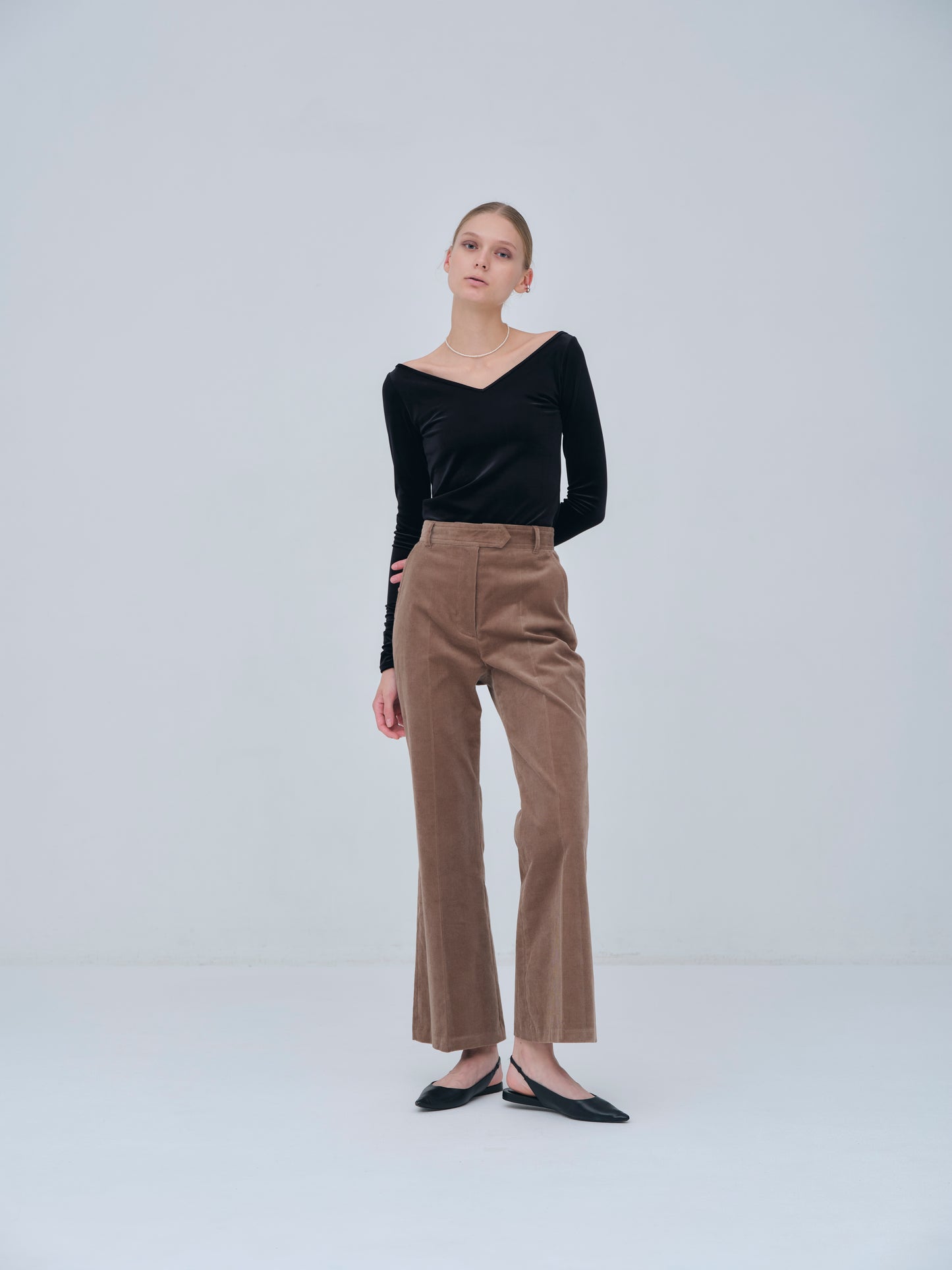 Sharp Neck Velour Tops