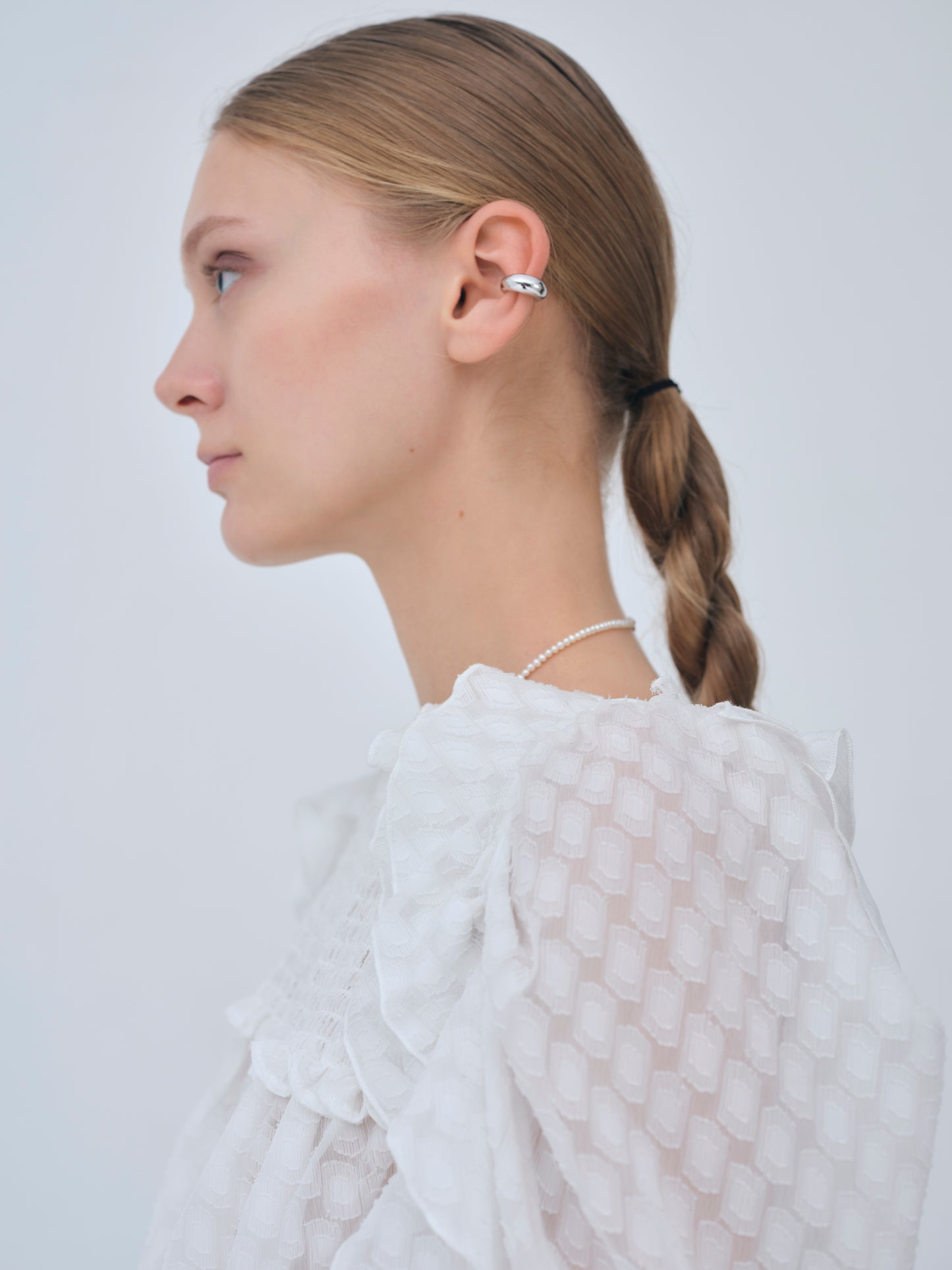 Sheer Jacquard Frill Blouse