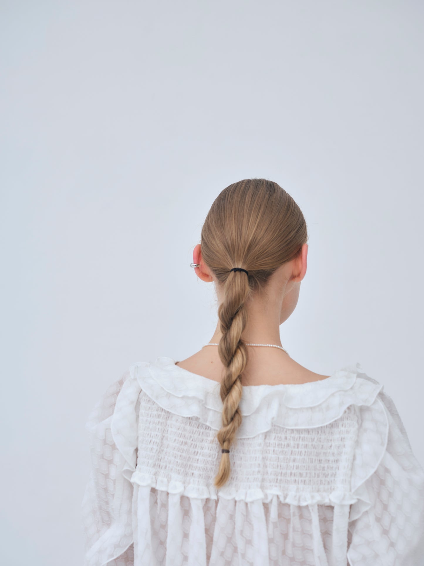 Sheer Jacquard Frill Blouse