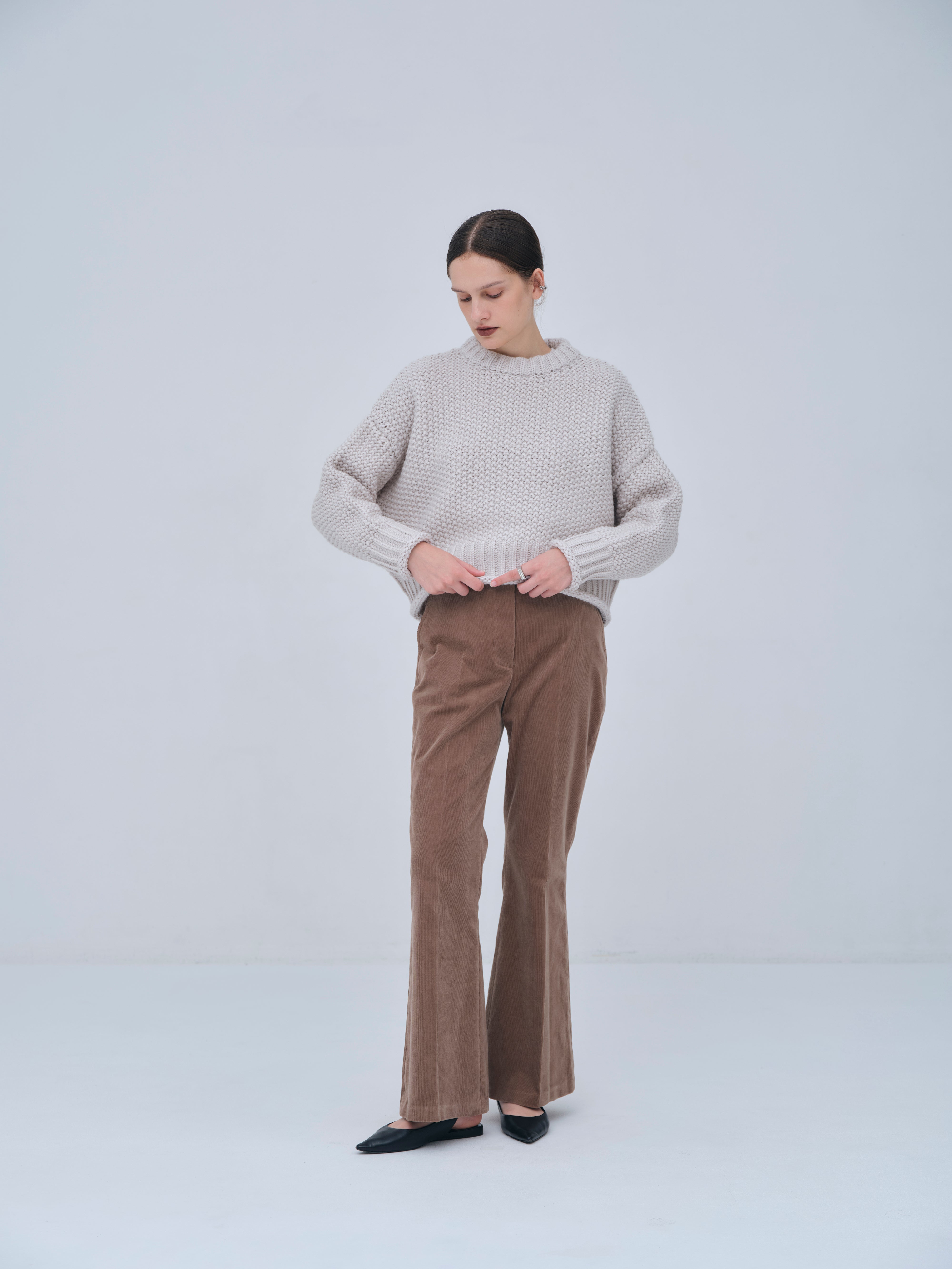 Back Vents Corduroy Flare Pants